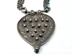 EARLY 1900’s Tribal MUGHAL EAST INDIAN OLD SILVER Chain and Pendant NECKLACE