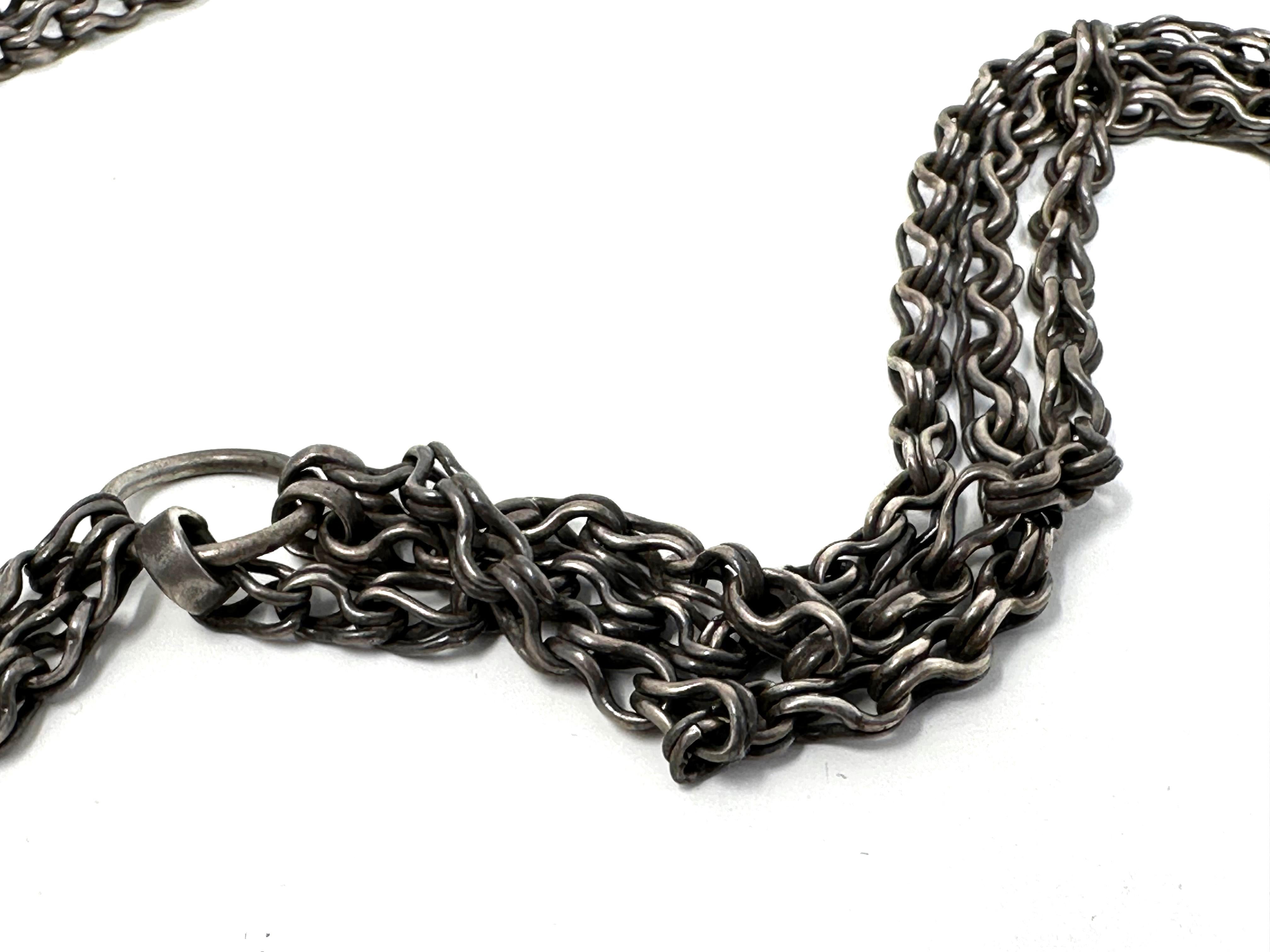 Empire EARLY 1900’s Tribal MUGHAL EAST INDIAN OLD SILVER Chain and Pendant NECKLACE For Sale