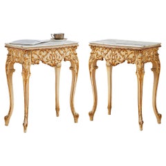 Early 1900's Venetian Style Painted with Giltwood Bedside Tables From Italy