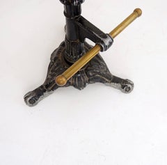 Early 1900s Vintage Cast Iron Bar Stool - New leather upholstery