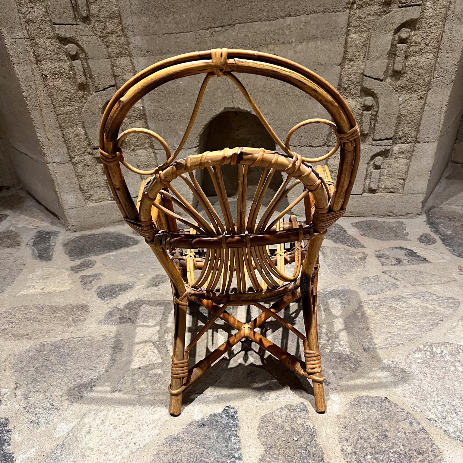 Early 1900s Vintage Children's Wicker Armchair Arched Rattan For Sale 2