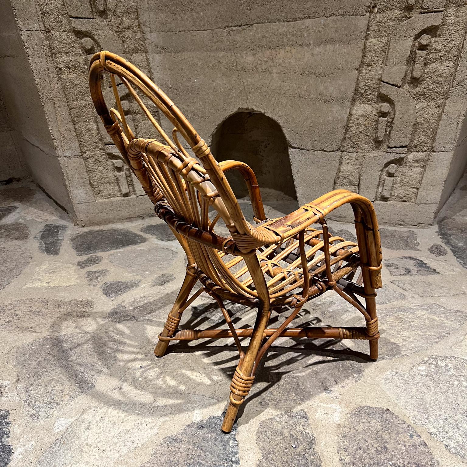Early 1900s Vintage Children's Wicker Armchair Arched Rattan For Sale 3