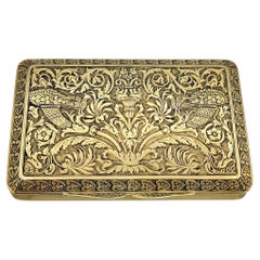 Frühe 1900er Jahre Vintage graviert verziert Scharnier Schnupftabakdose in 18 Karat Gelbgold