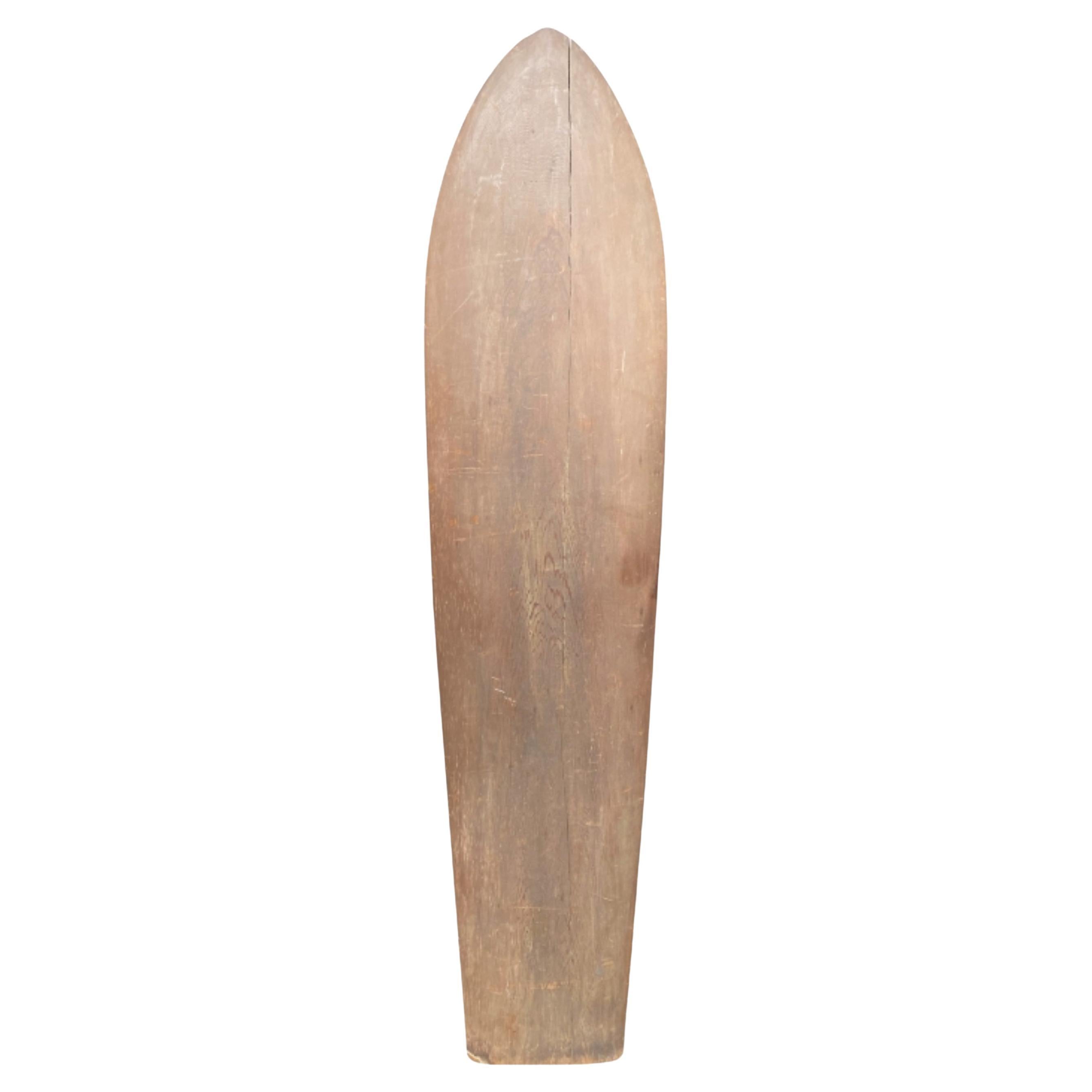 Early-1900s Waikiki Hawaiian Wood Plank Surfboard For Sale