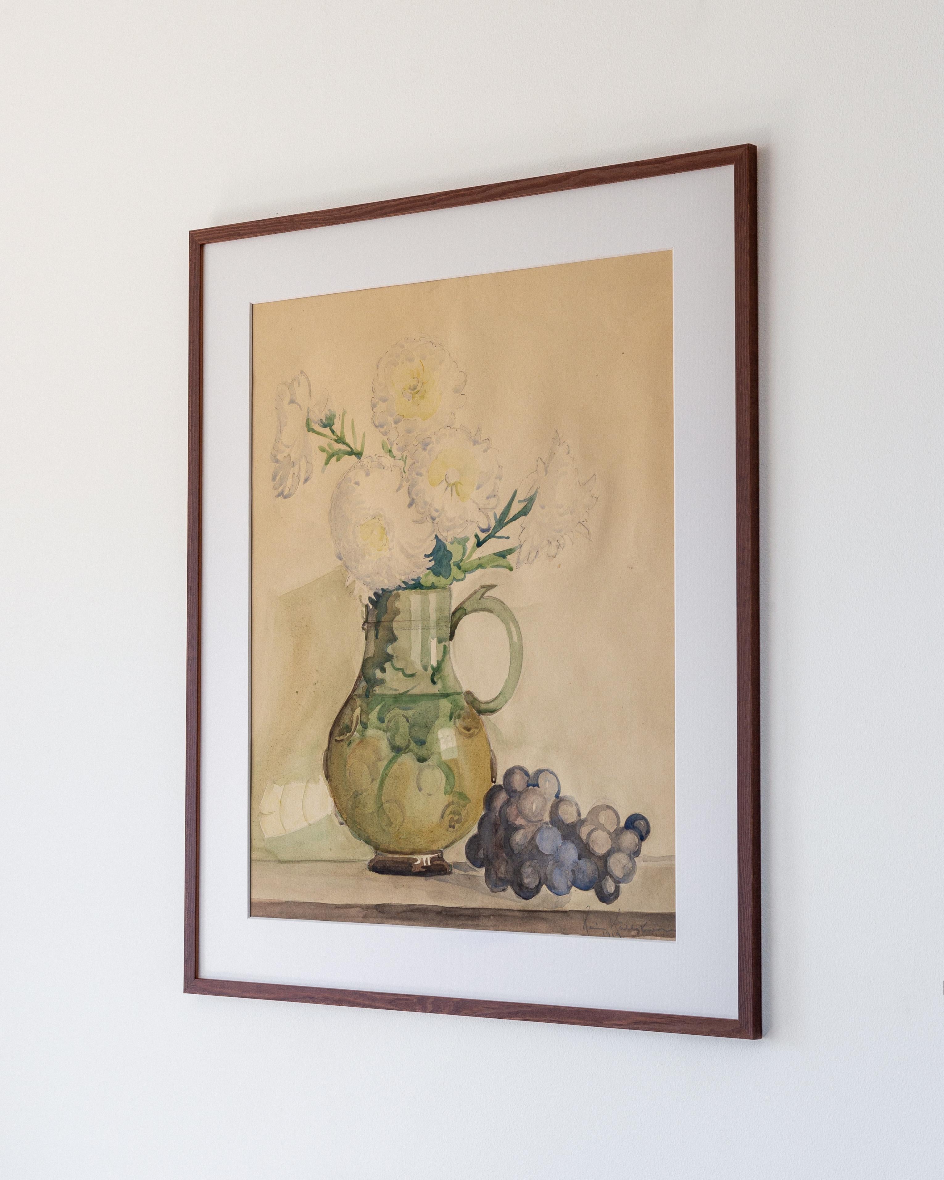 Néoclassique Nature morte à l'aquarelle du début des années 1900, signée et datée en vente
