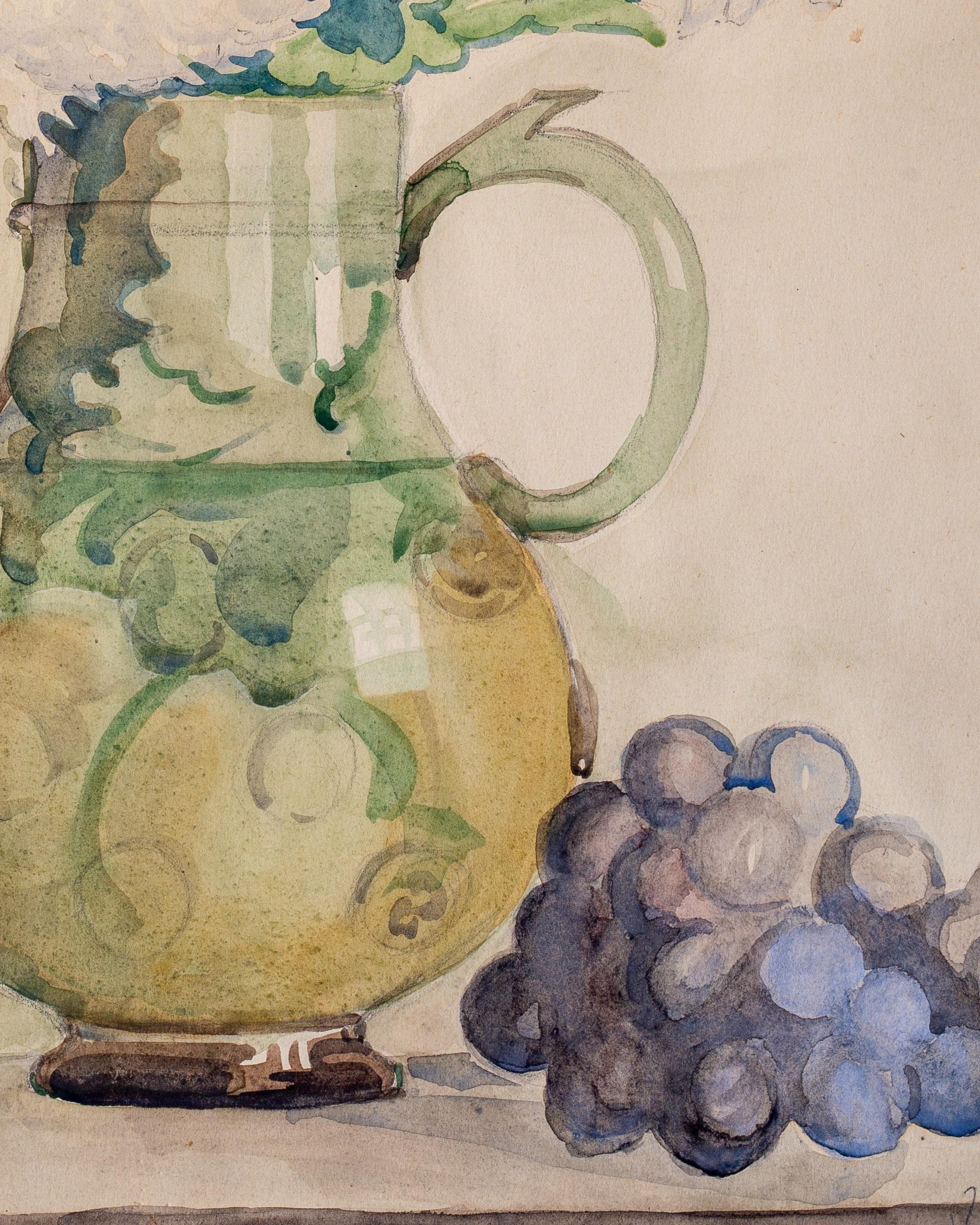 20ième siècle Nature morte à l'aquarelle du début des années 1900, signée et datée en vente