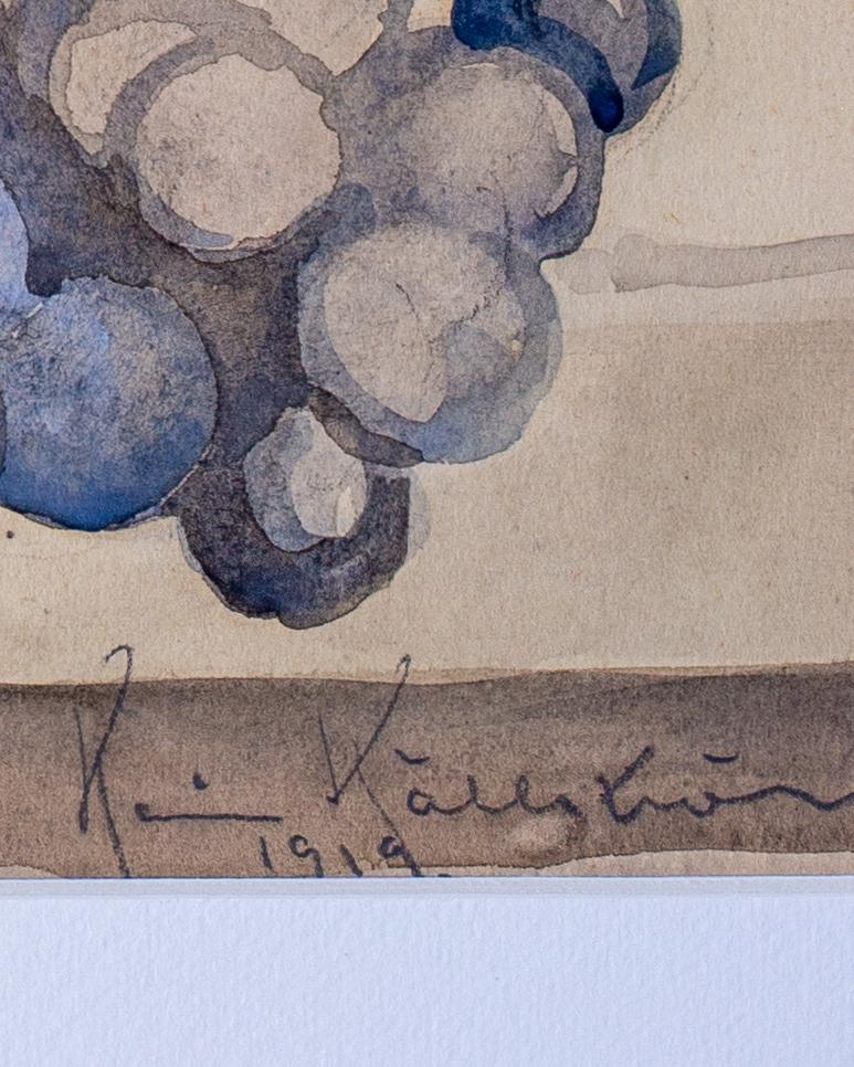 Papier Nature morte à l'aquarelle du début des années 1900, signée et datée en vente