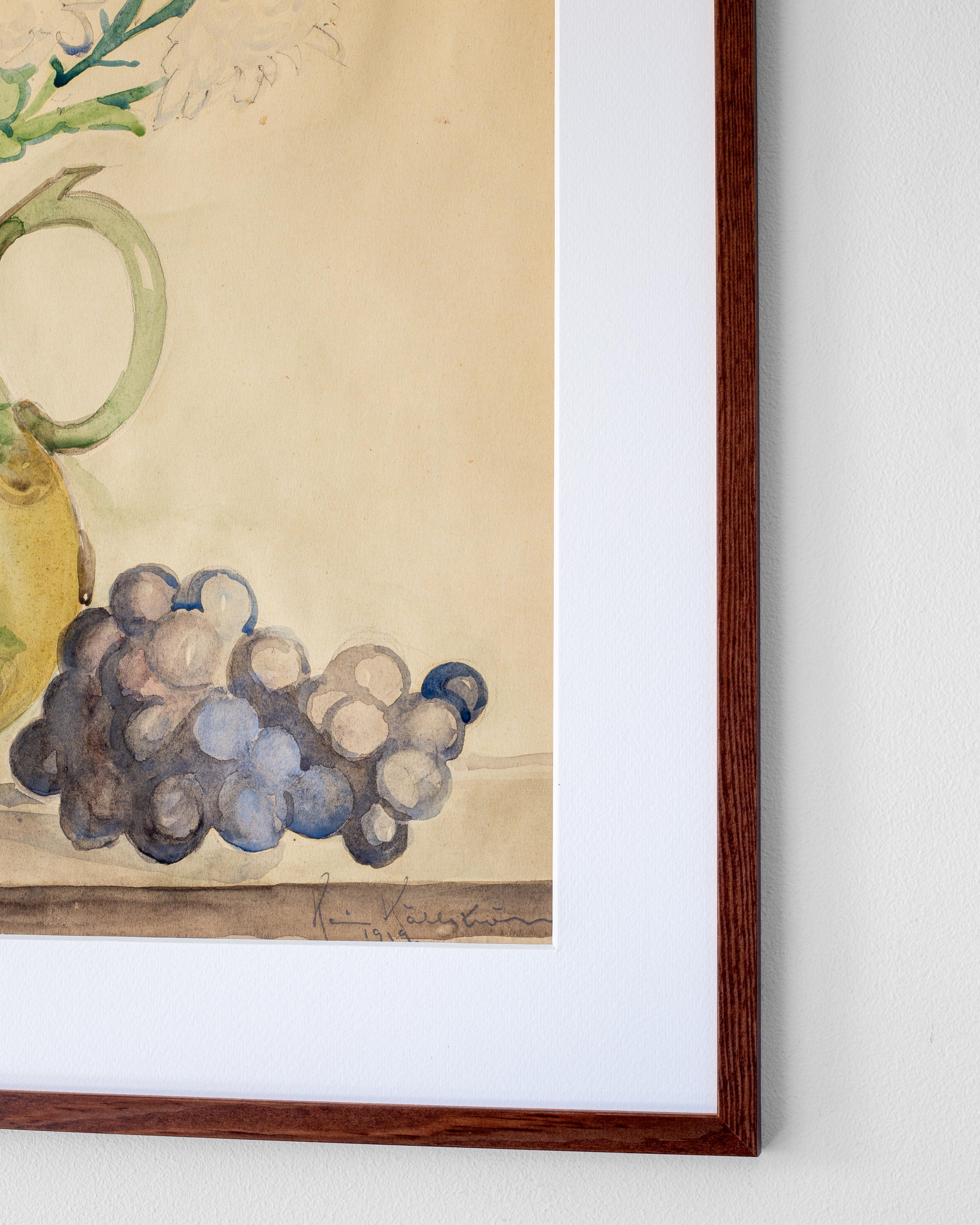Nature morte à l'aquarelle du début des années 1900, signée et datée en vente 1