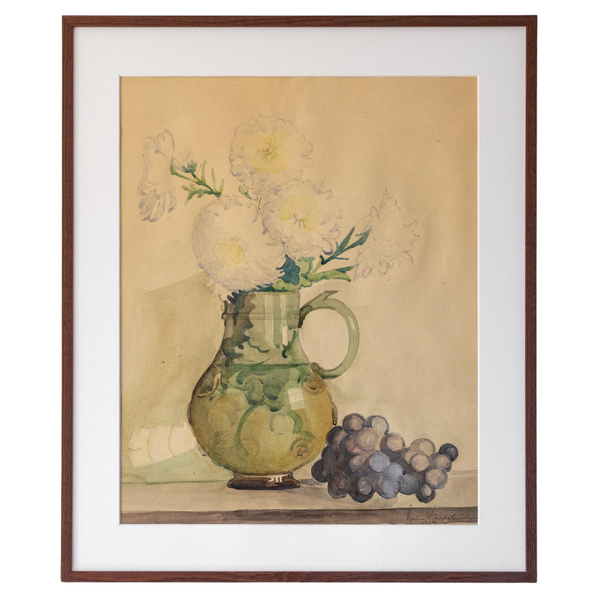 Early 1900s Watercolor Still Life, Signed & Dated