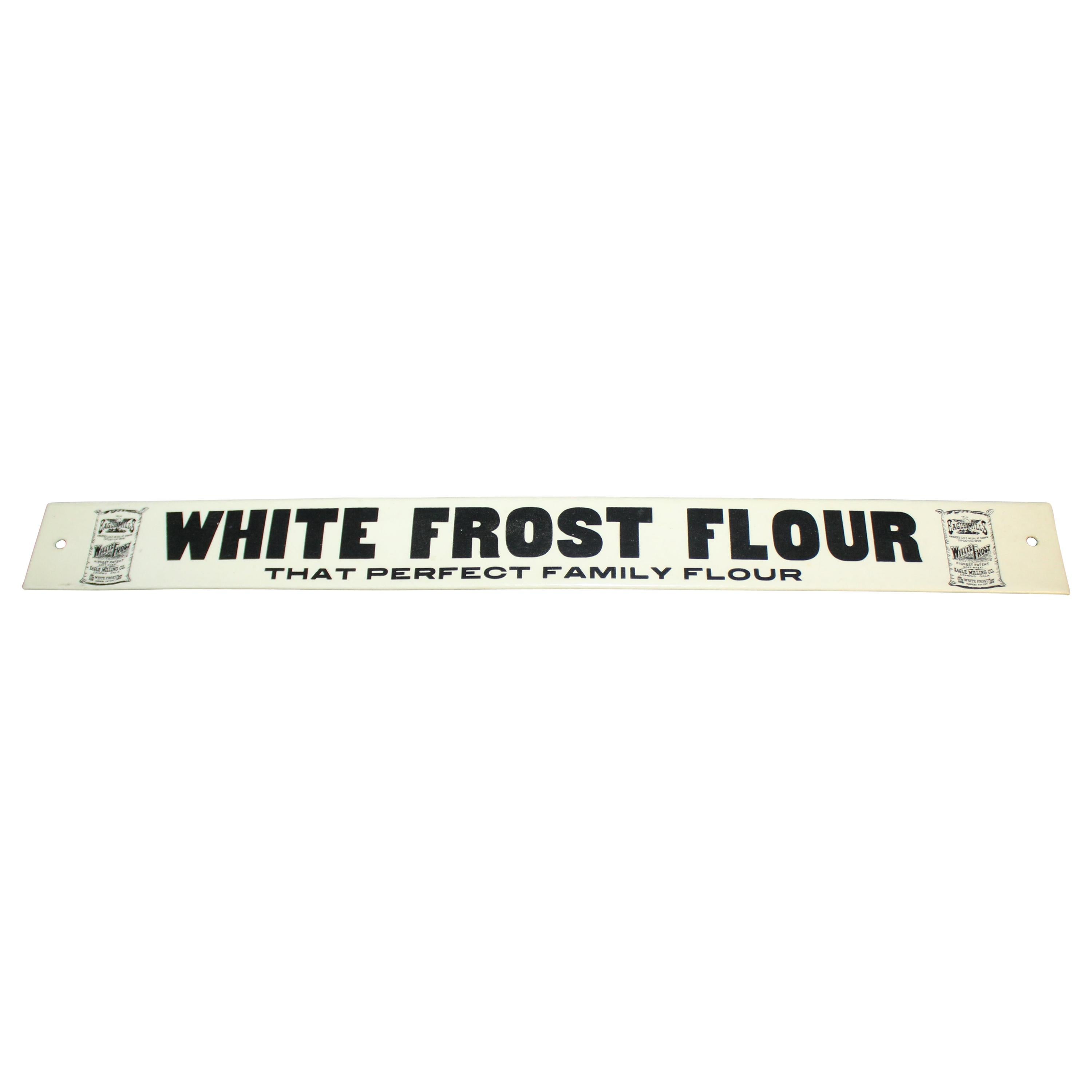 Early 1900s White Frost Flour Eagle Mills Co. Tin Advertising Sign For Sale