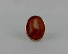 Early 1900s Yellow Gold and Carved Carnelian Intaglio Unisex Ring