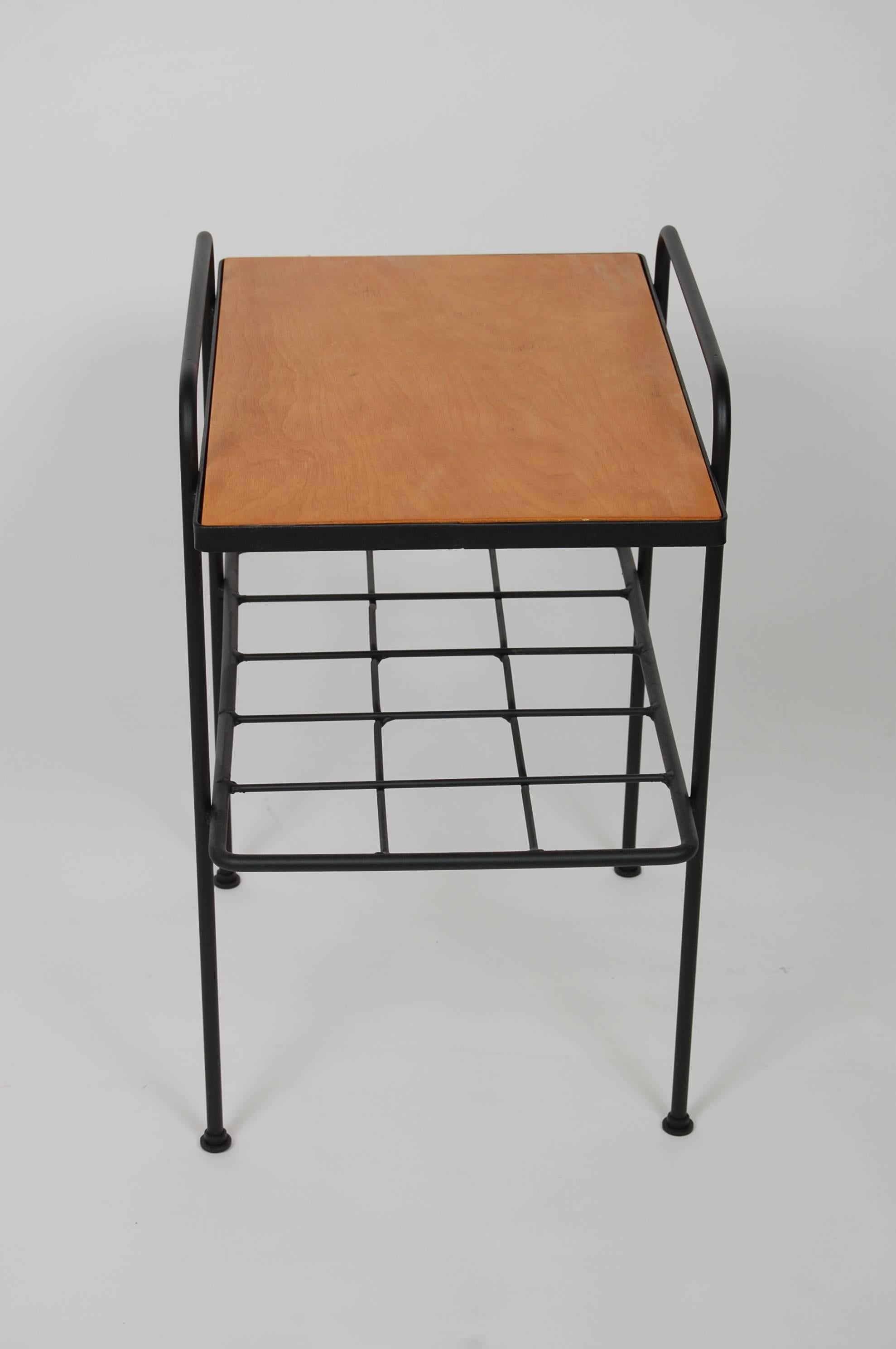 Early 1905s California Mid-Century Modern Iron and Wood End Table by Inco In Good Condition In San Francisco, CA