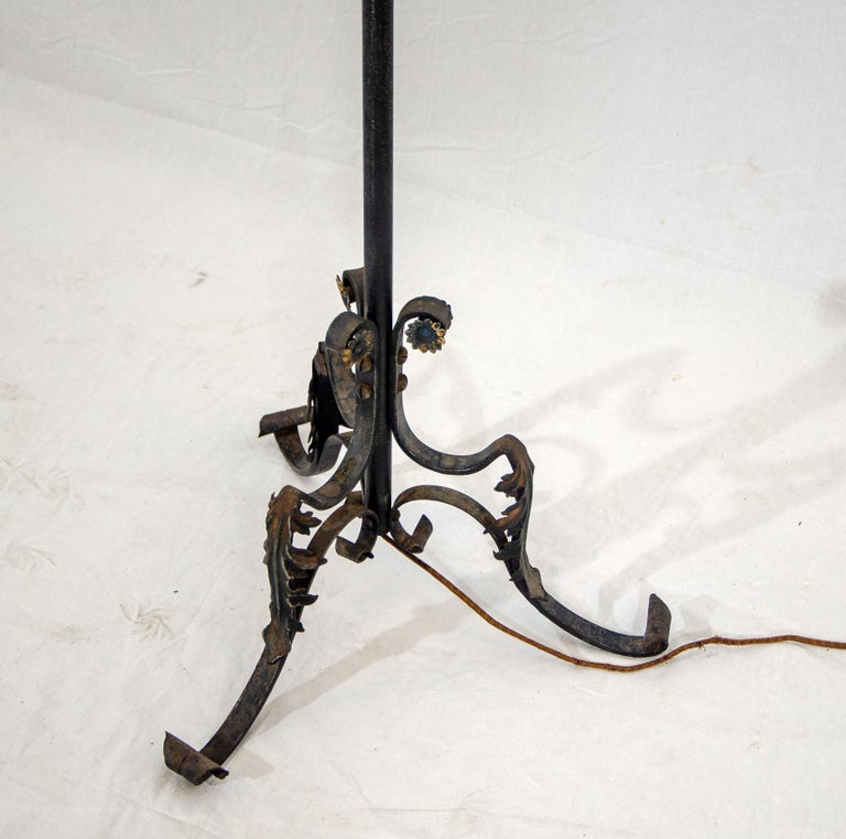 Early 1900's Wrought Iron Floor Lamp For Sale at 1stDibs