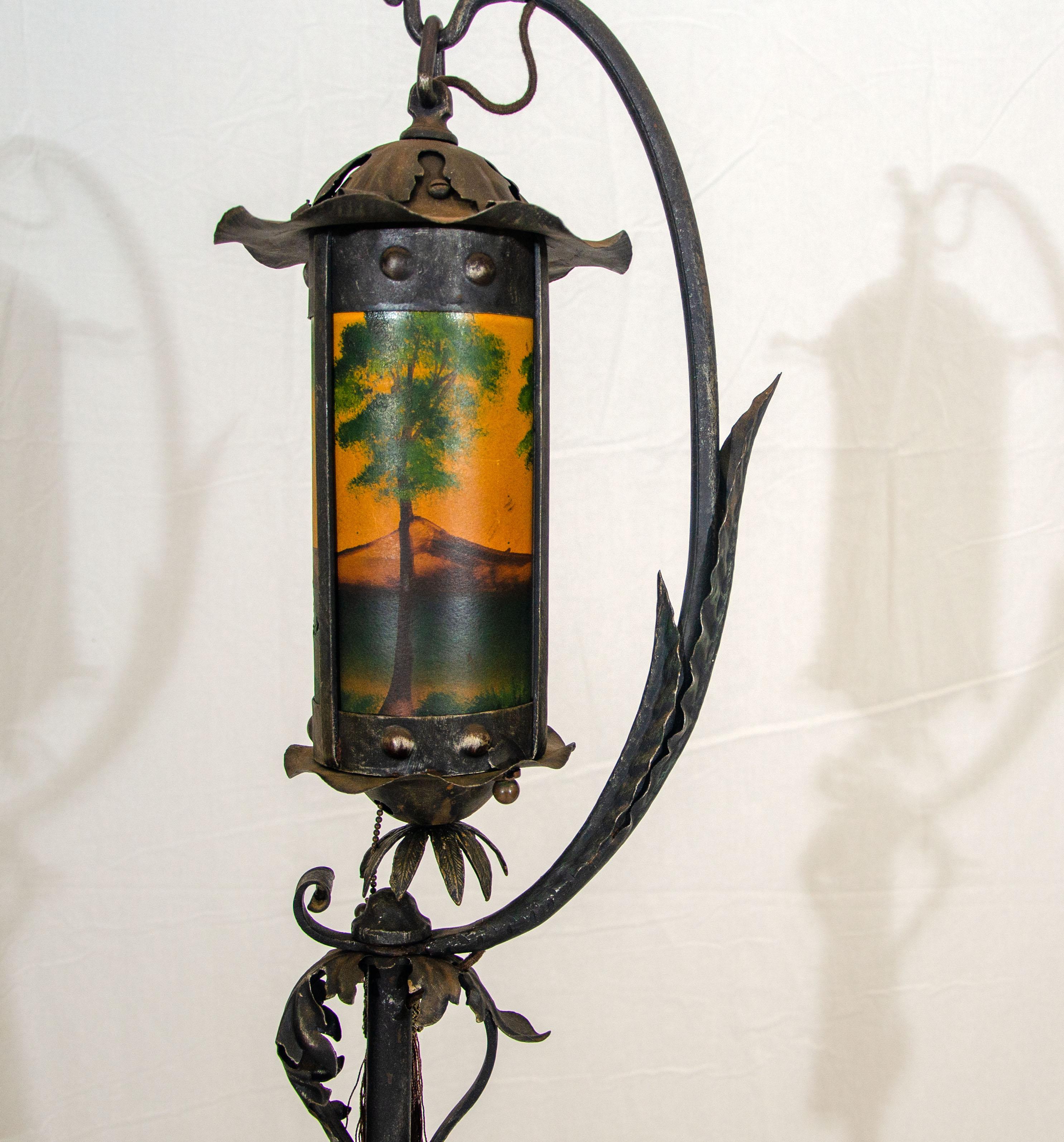 American Early 1900's Wrought Iron Floor Lamp For Sale