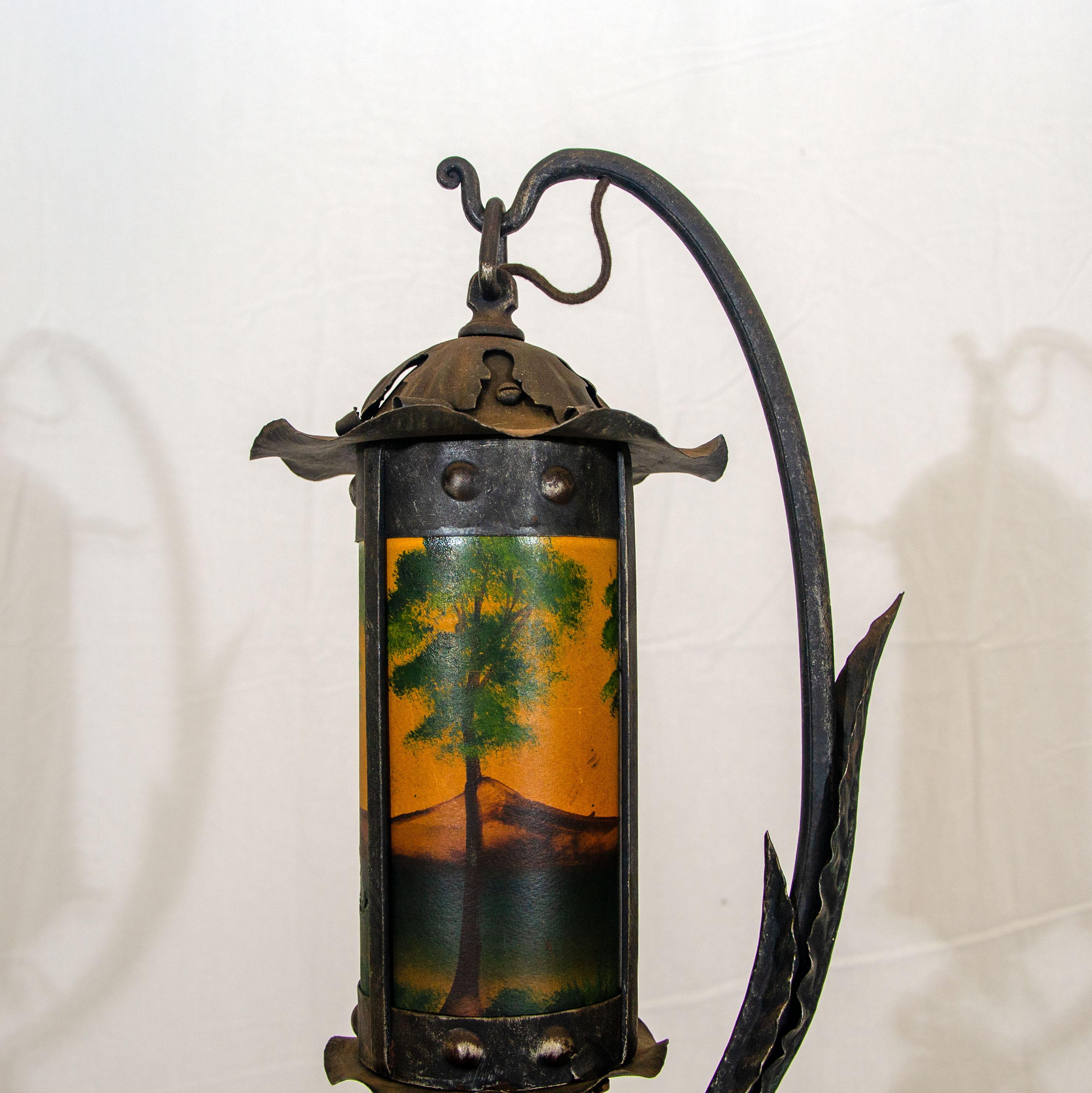 20th Century Early 1900's Wrought Iron Floor Lamp For Sale