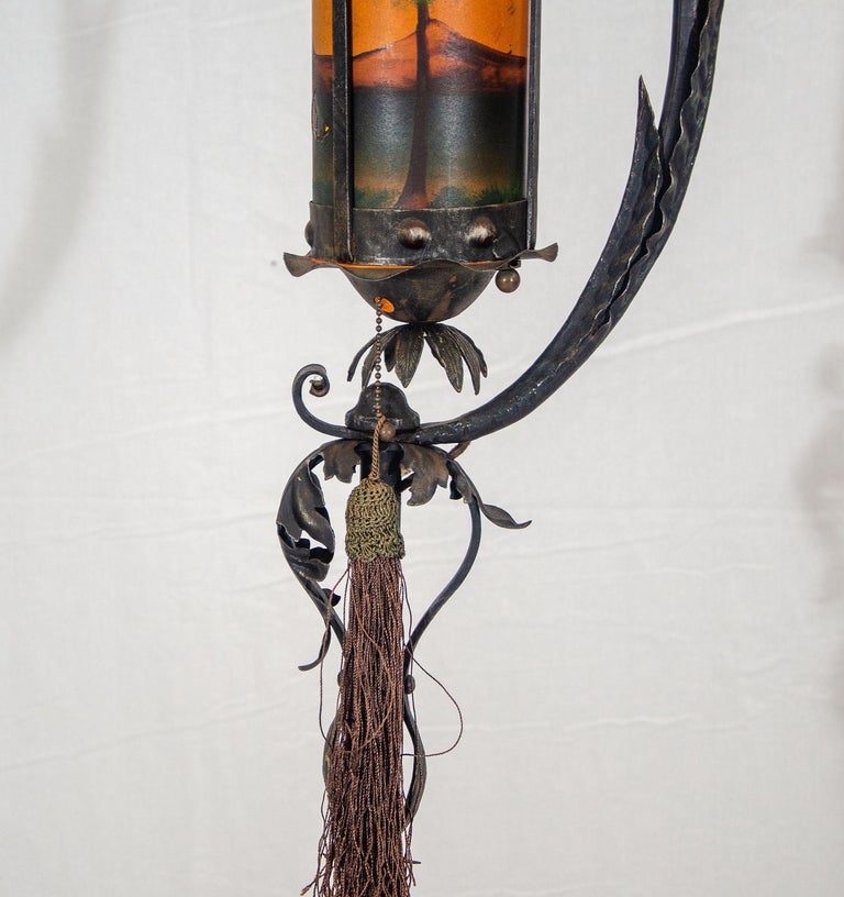 Early 1900's Wrought Iron Floor Lamp For Sale at 1stDibs