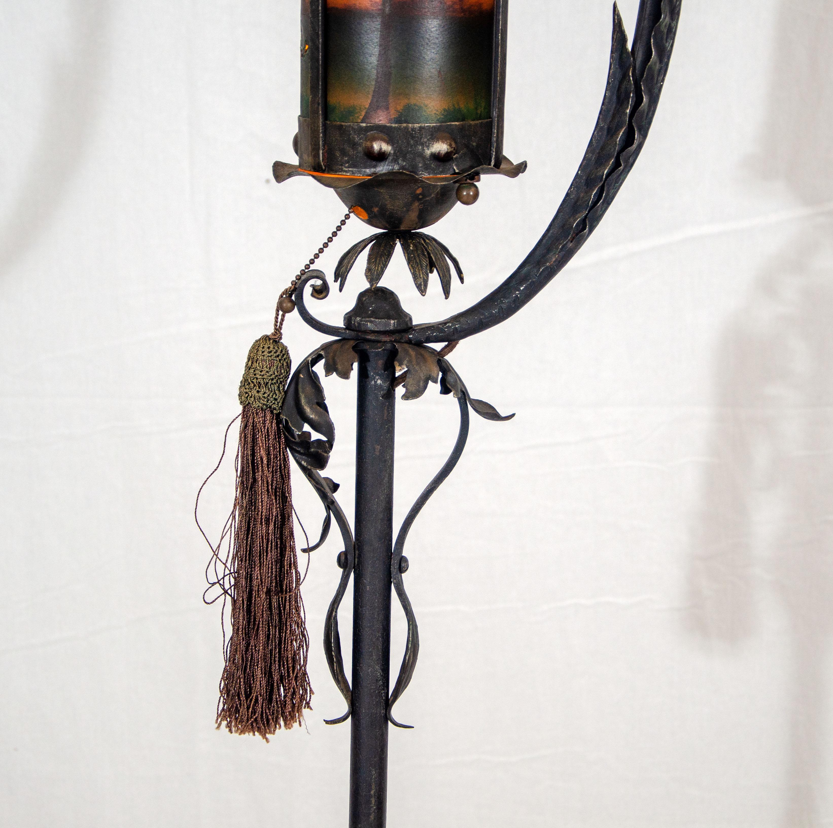 Early 1900's Wrought Iron Floor Lamp For Sale 4