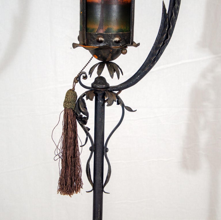 Early 1900's Wrought Iron Floor Lamp For Sale at 1stDibs