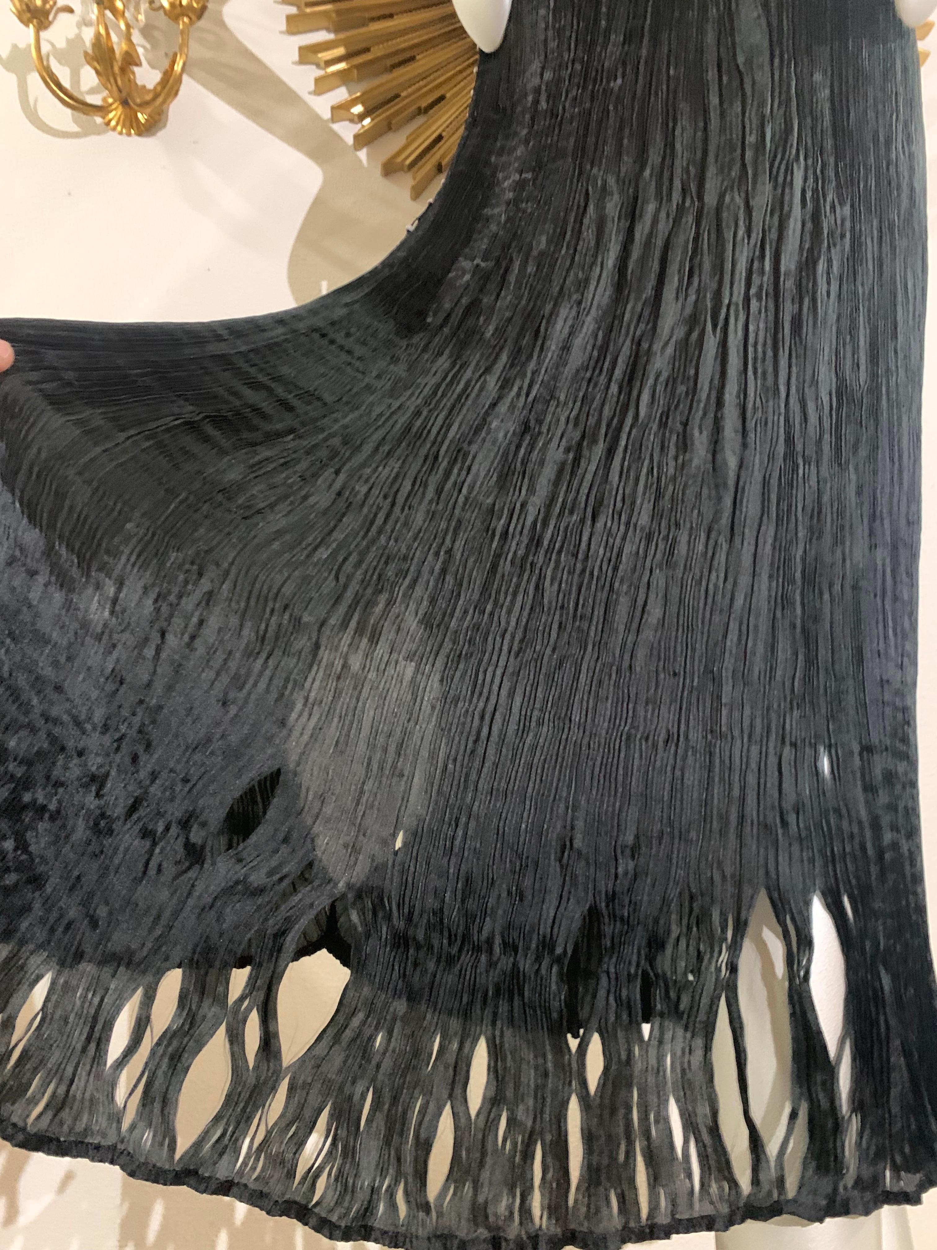 Early 1920s Fortuny Delphos Gown in Black Silk Glass Beads & Belt AS FOUND For Sale 8