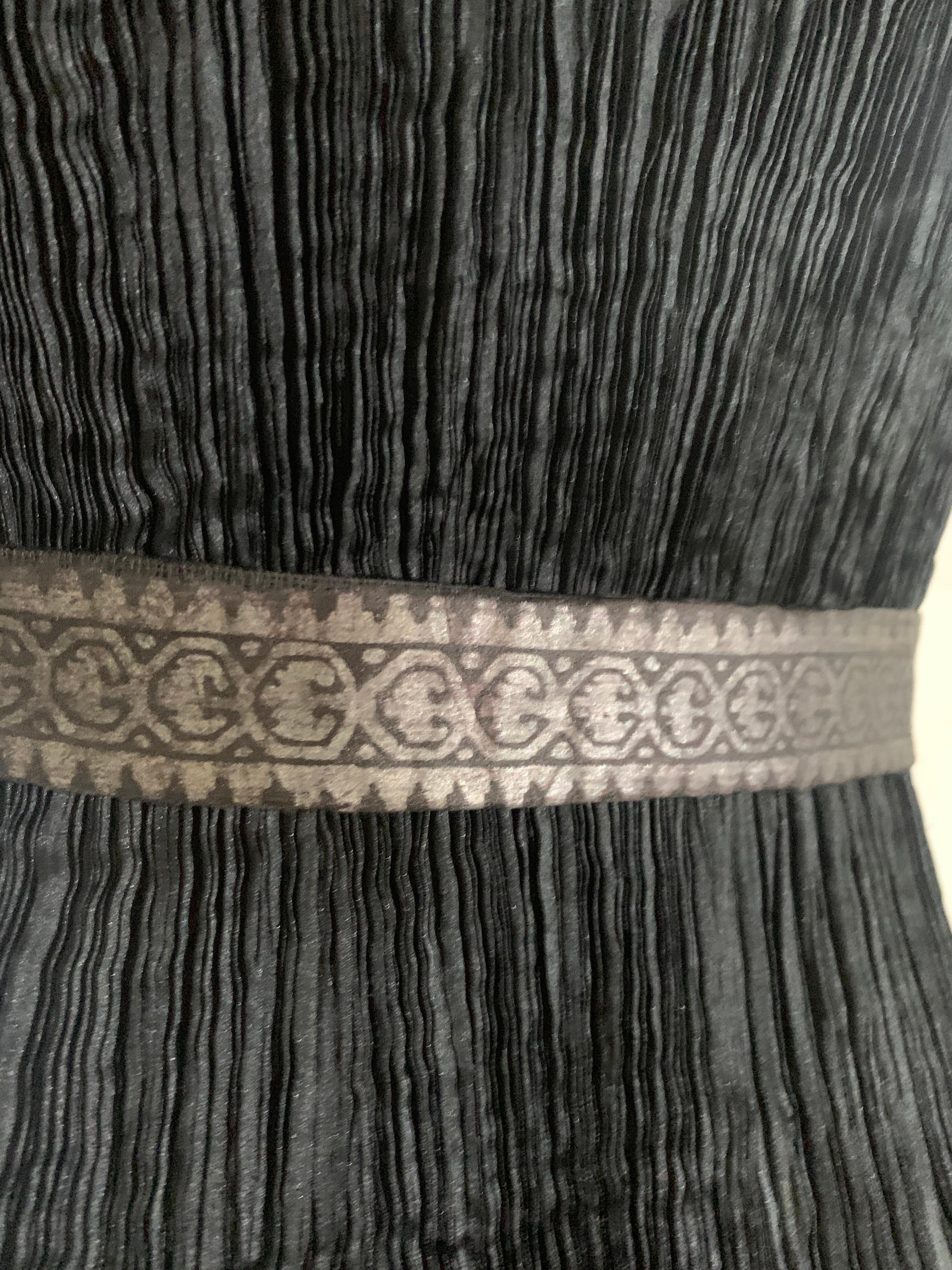 Early 1920s Fortuny Delphos Gown in Black Silk Glass Beads & Belt AS FOUND For Sale 11
