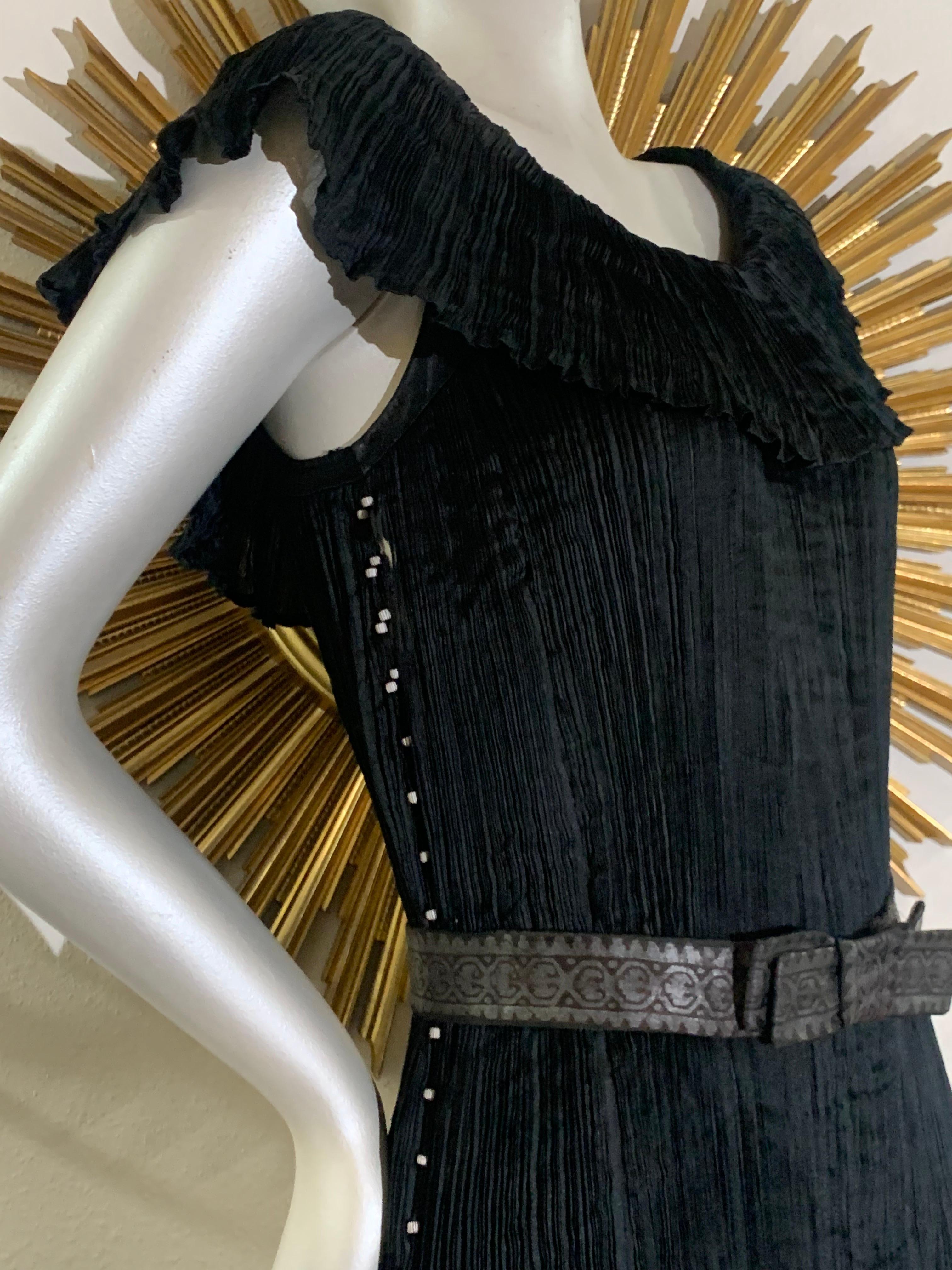 Early 1920s Fortuny Delphos Gown in Black Silk Glass Beads & Belt AS FOUND For Sale 1