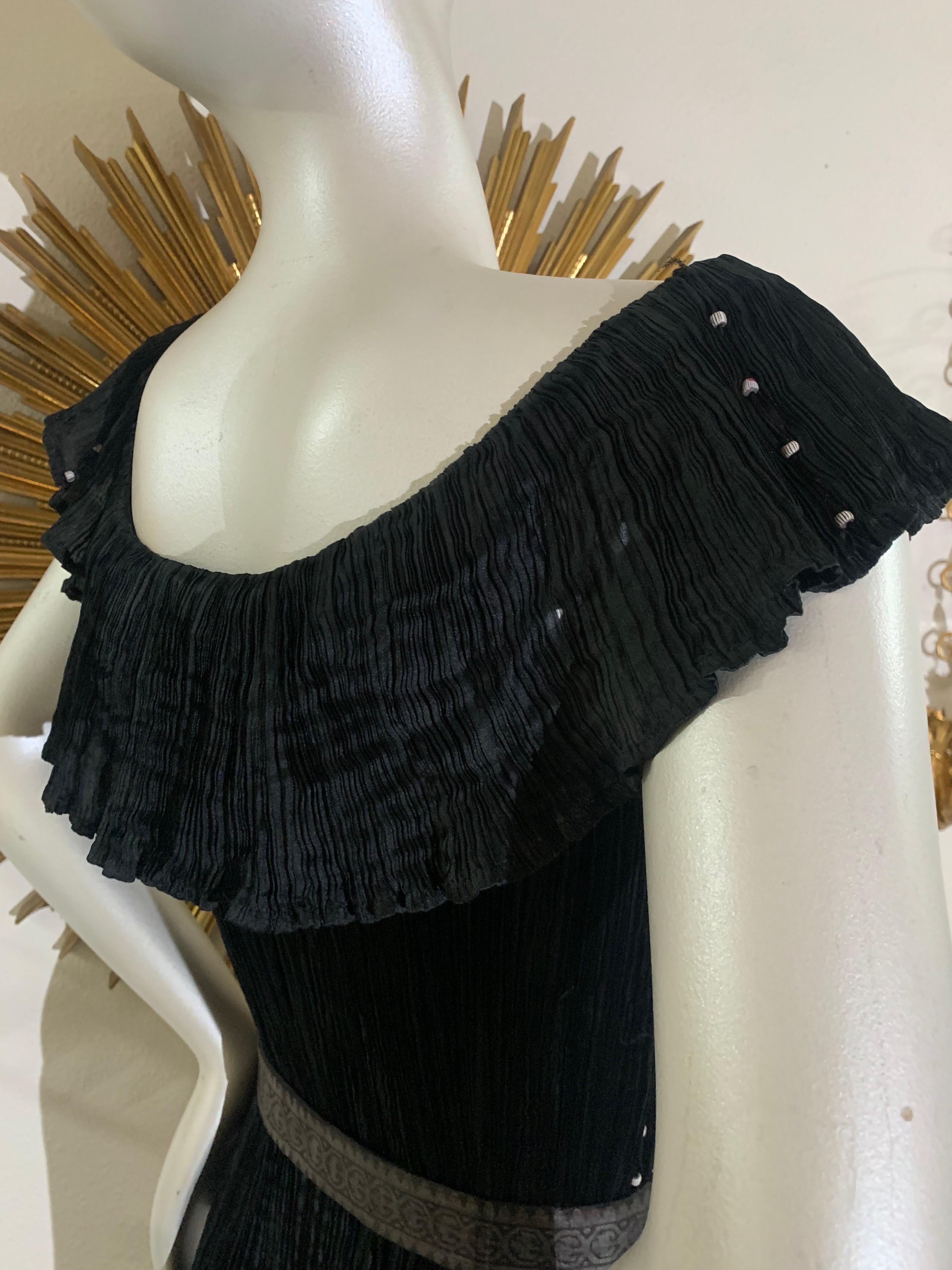 Early 1920s Fortuny Delphos Gown in Black Silk Glass Beads & Belt AS FOUND For Sale 4