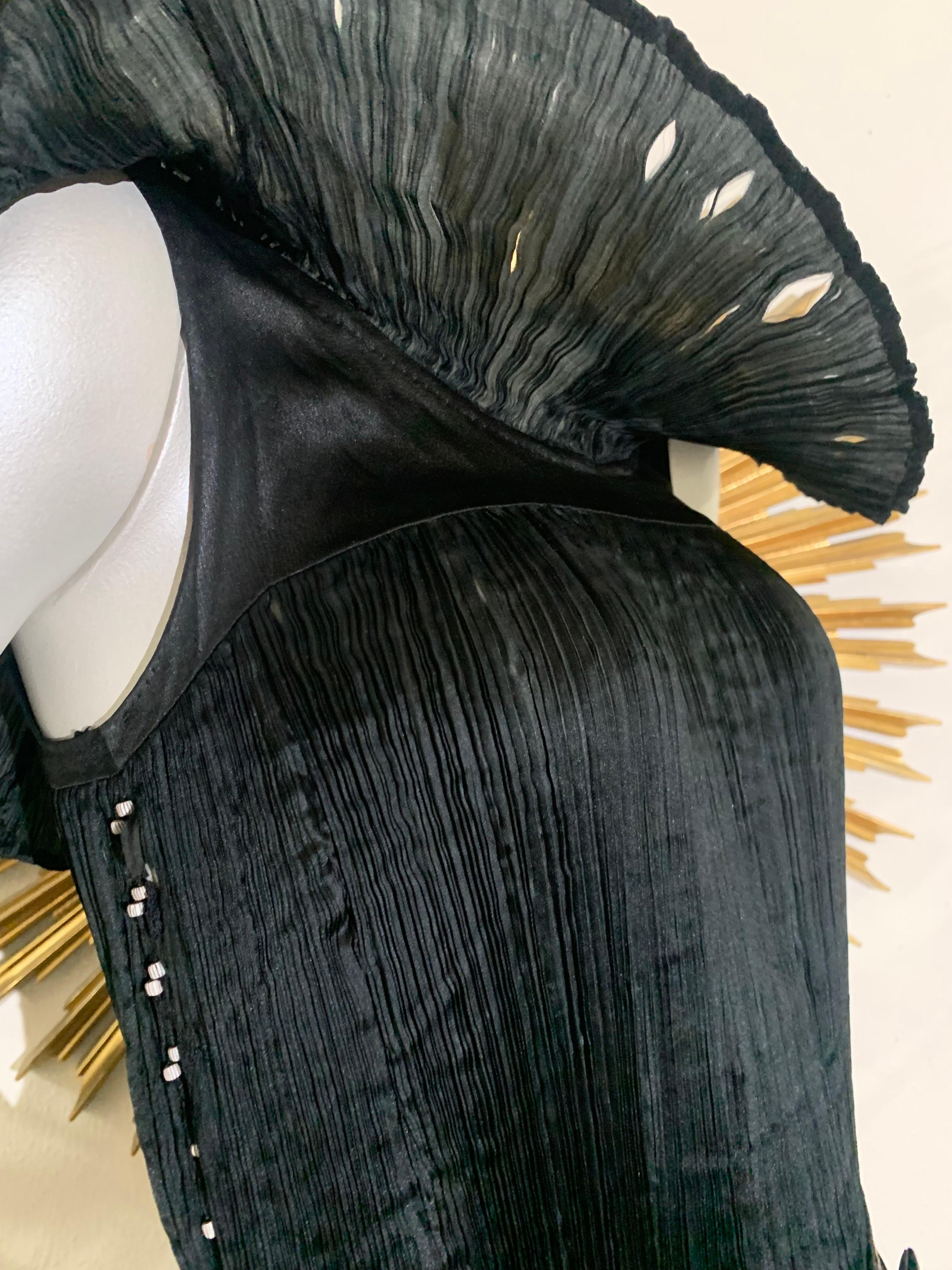 Early 1920s Fortuny Delphos Gown in Black Silk Glass Beads & Belt AS FOUND For Sale 5