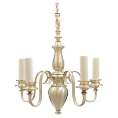 Early 1920's Silvered Brass Five Arm Chandelier