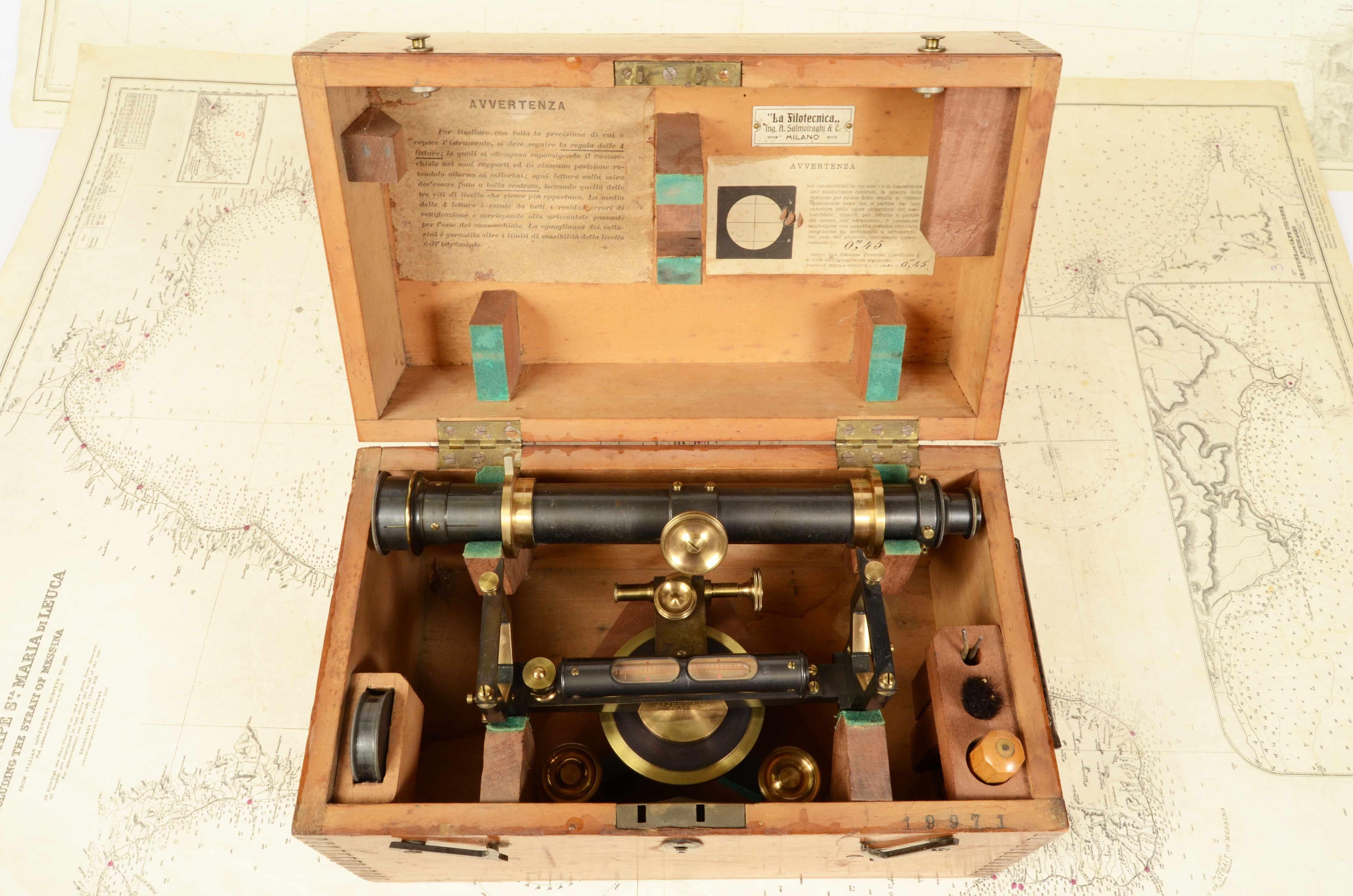 Early 1930s Antique Italian Surveyor Measurement Instrument La Filotecnica Milan 12