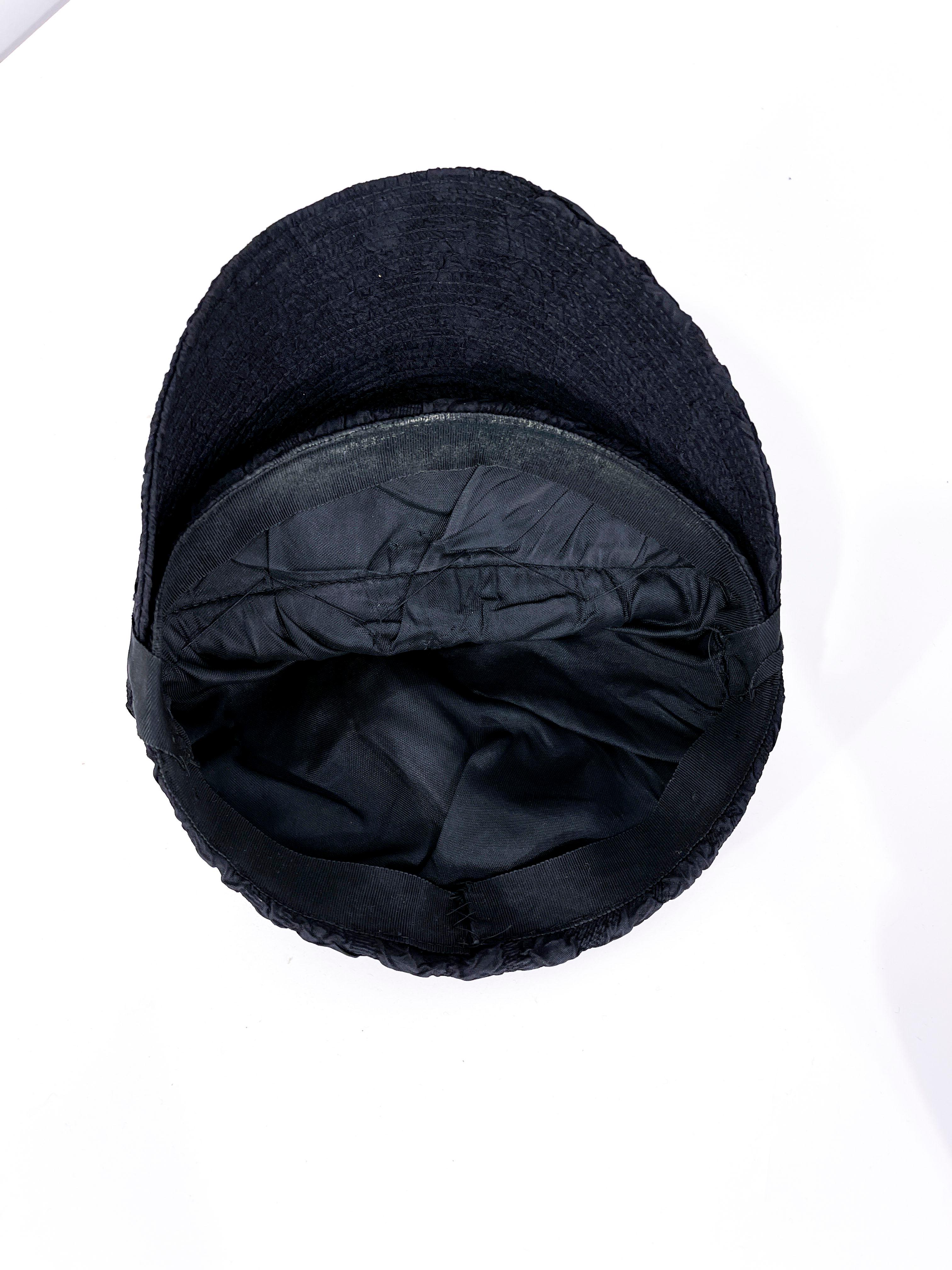 Noir Chapeau de femme Art déco noir du début des années 1930 en vente