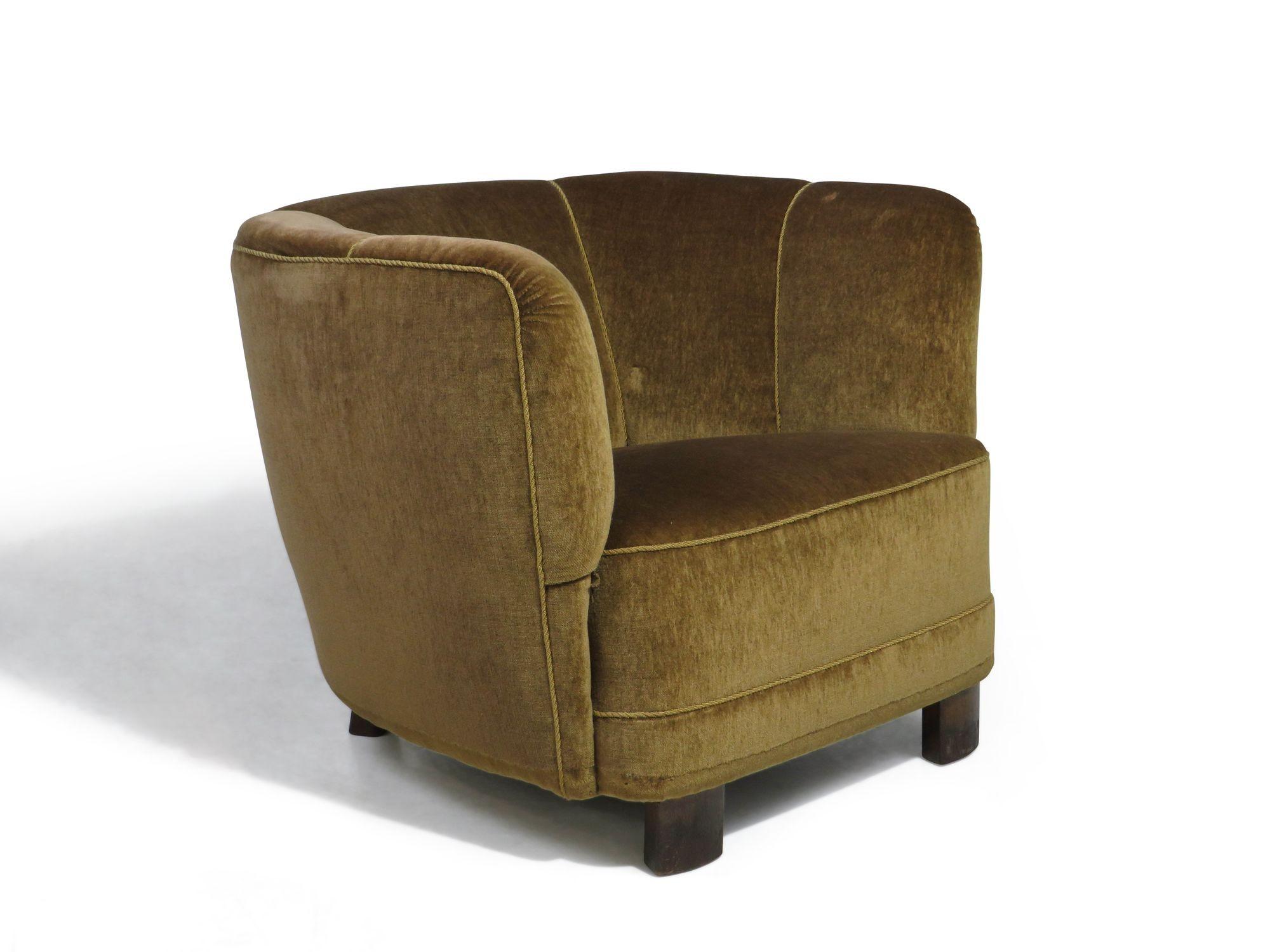 Early 1930's Danish Deco Mohair Club Chair 5