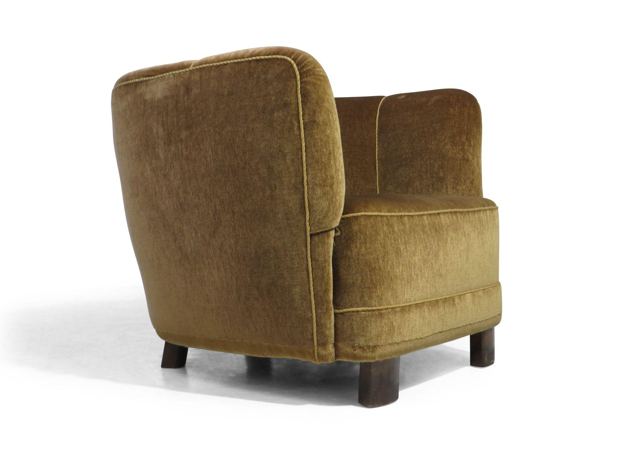 Early 1930's Danish Deco Mohair Club Chair 4