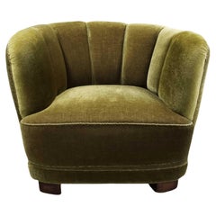 Early 1930's Danish Deco Mohair Club Chair