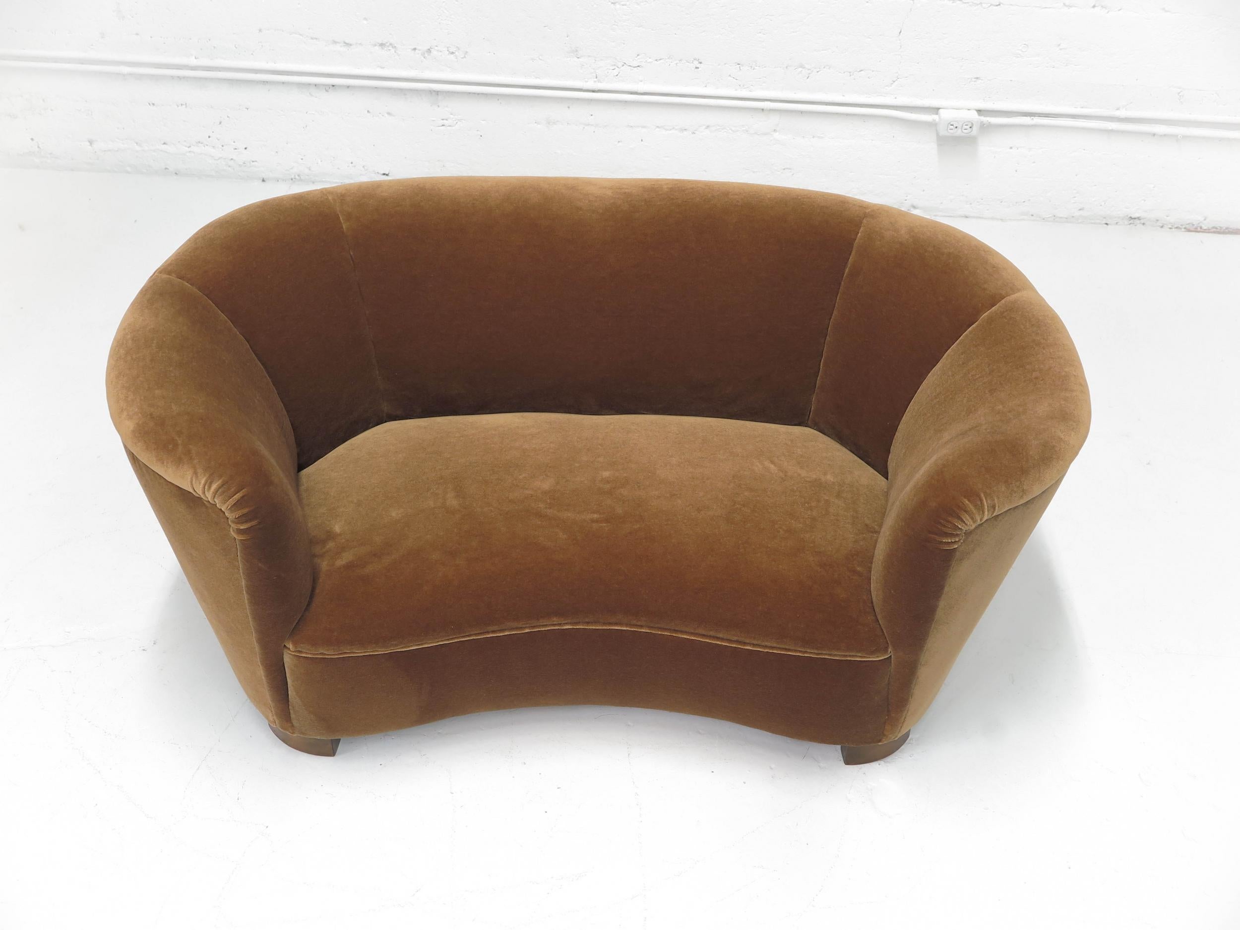 Early 1930s Danish Deco Mohair Sofa Settee 4