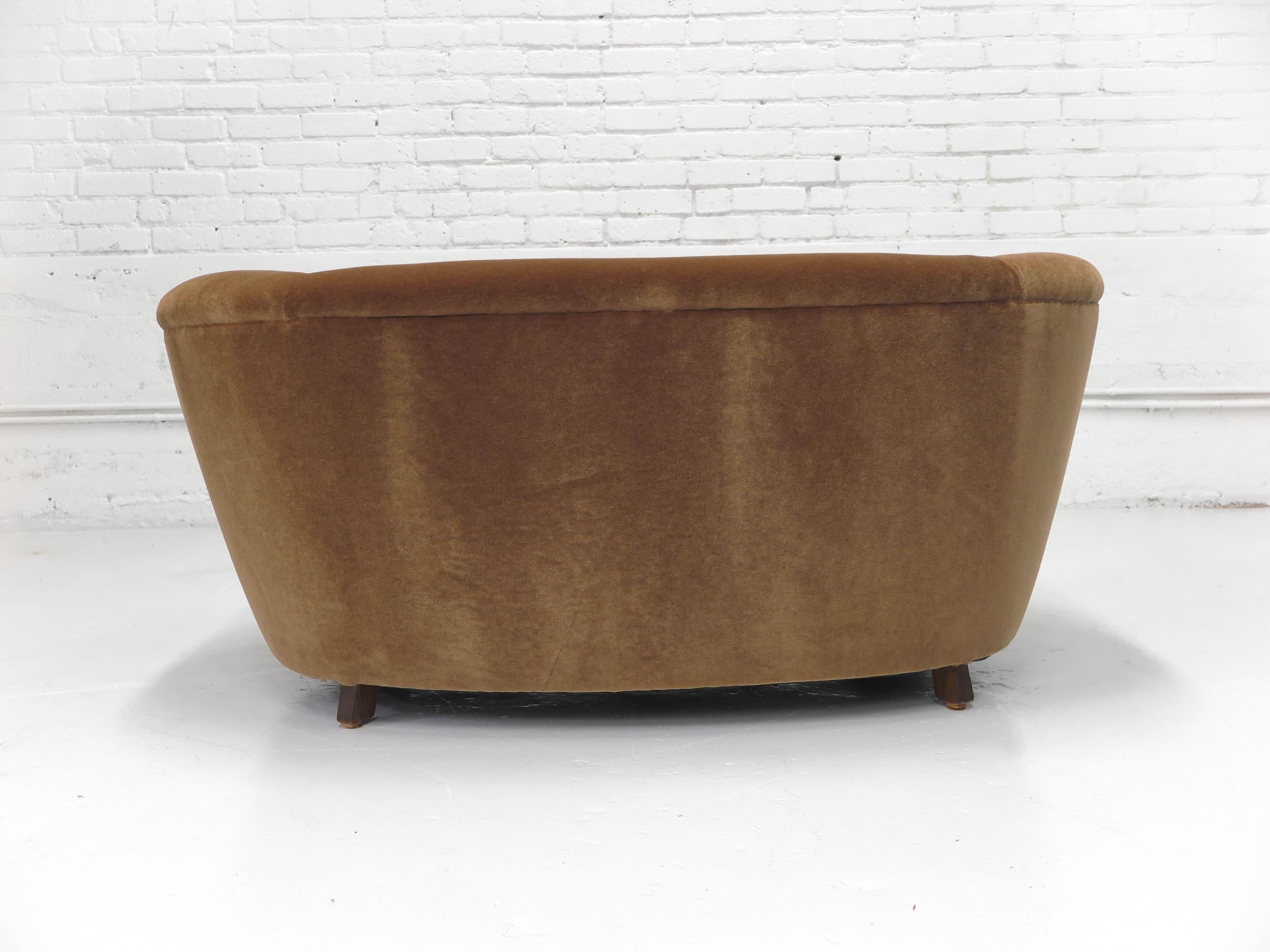 Early 1930s Danish Deco Mohair Sofa Settee 1