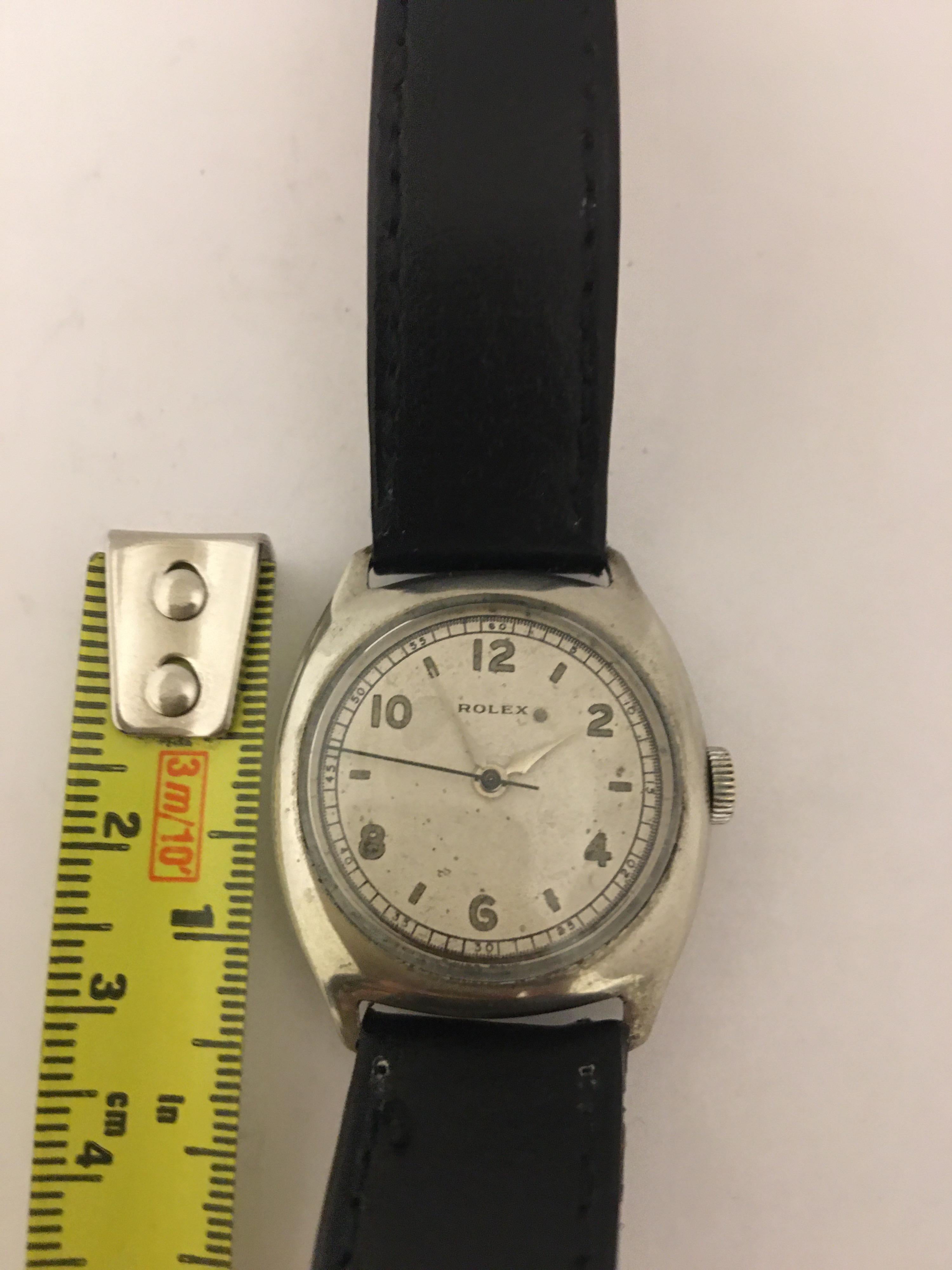 Early 1930s Rolex Bubble Back Stainless Steel with Sweep Seconds Watch 7