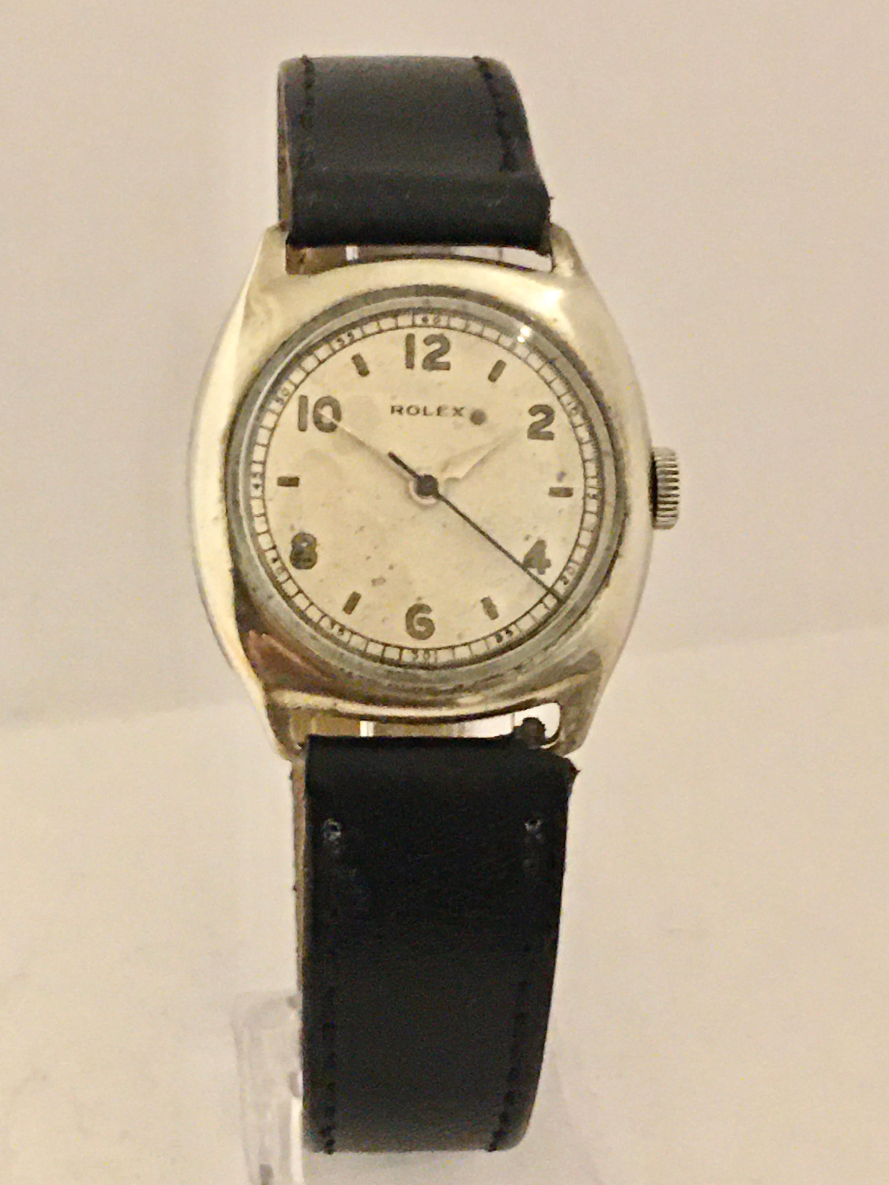 Early 1930s Rolex Bubble Back Stainless Steel with Sweep Seconds Watch 10