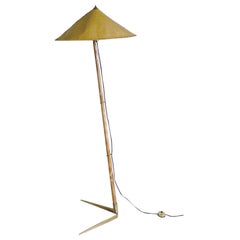 Early 1930s Rupert Nikoll "Sumatra" Brass and Wood Floor Lamp, Austria