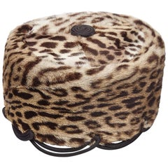 Early 1940s Ocelot Fur Pillbox Hat Previously Owned By Jolie Gabor