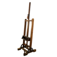 Early 1950 Adjustable Artist Easel and Table Made in Tropical Wood