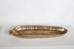 Early 1950s Bruce Fox Designs Large Banana Leaf Serving Bowl Unusual Gold Tone