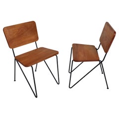 Early 1950s California Design Iron & Mahogany Side Chairs