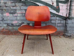 Early 1950s Herman Miller Eames Red Aniline Dyed LCW Lounge Chair