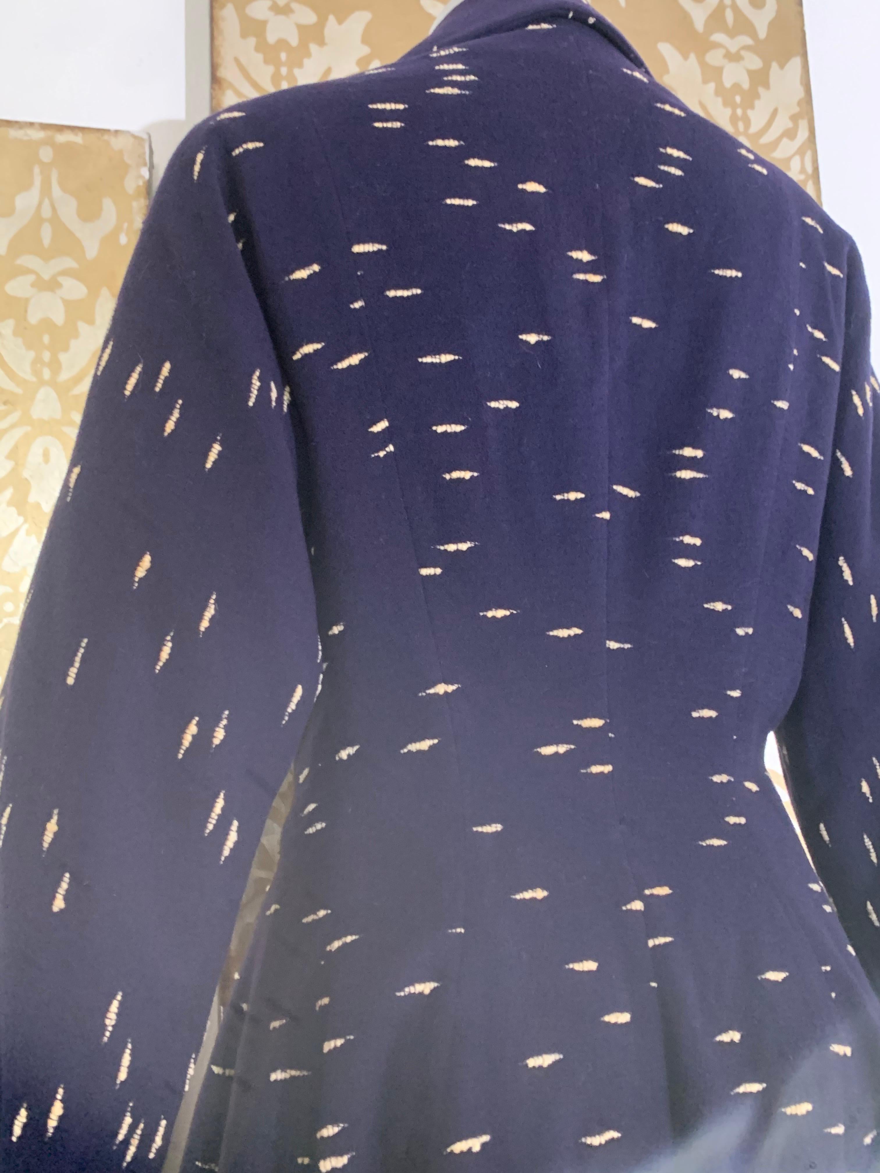 Early 1950s Lilli Ann Navy Wool/Cashmere Fit & Flare Coat w Large Collar & Cuffs 3