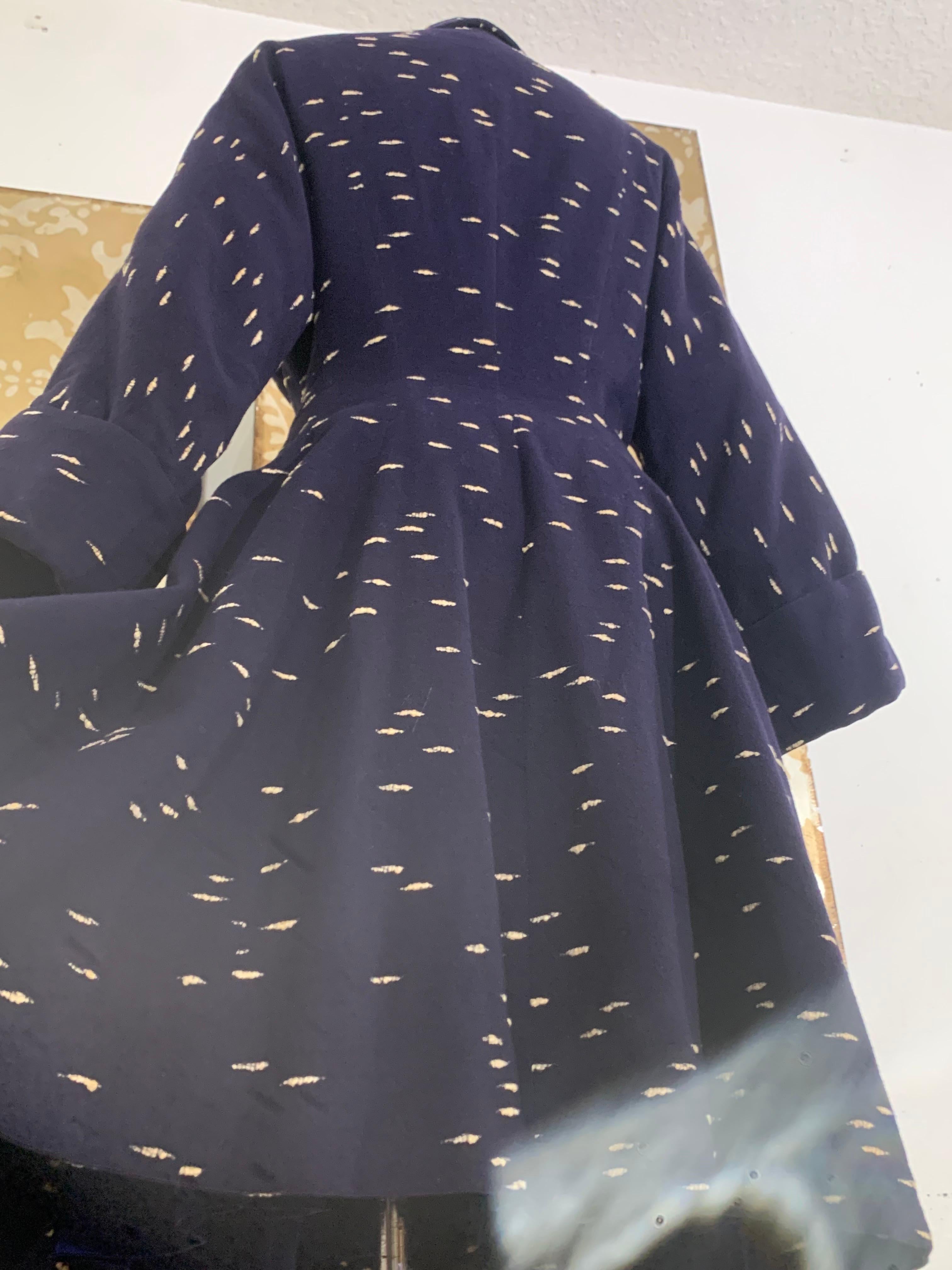 Early 1950s Lilli Ann Navy Wool/Cashmere Fit & Flare Coat w Large Collar & Cuffs 4