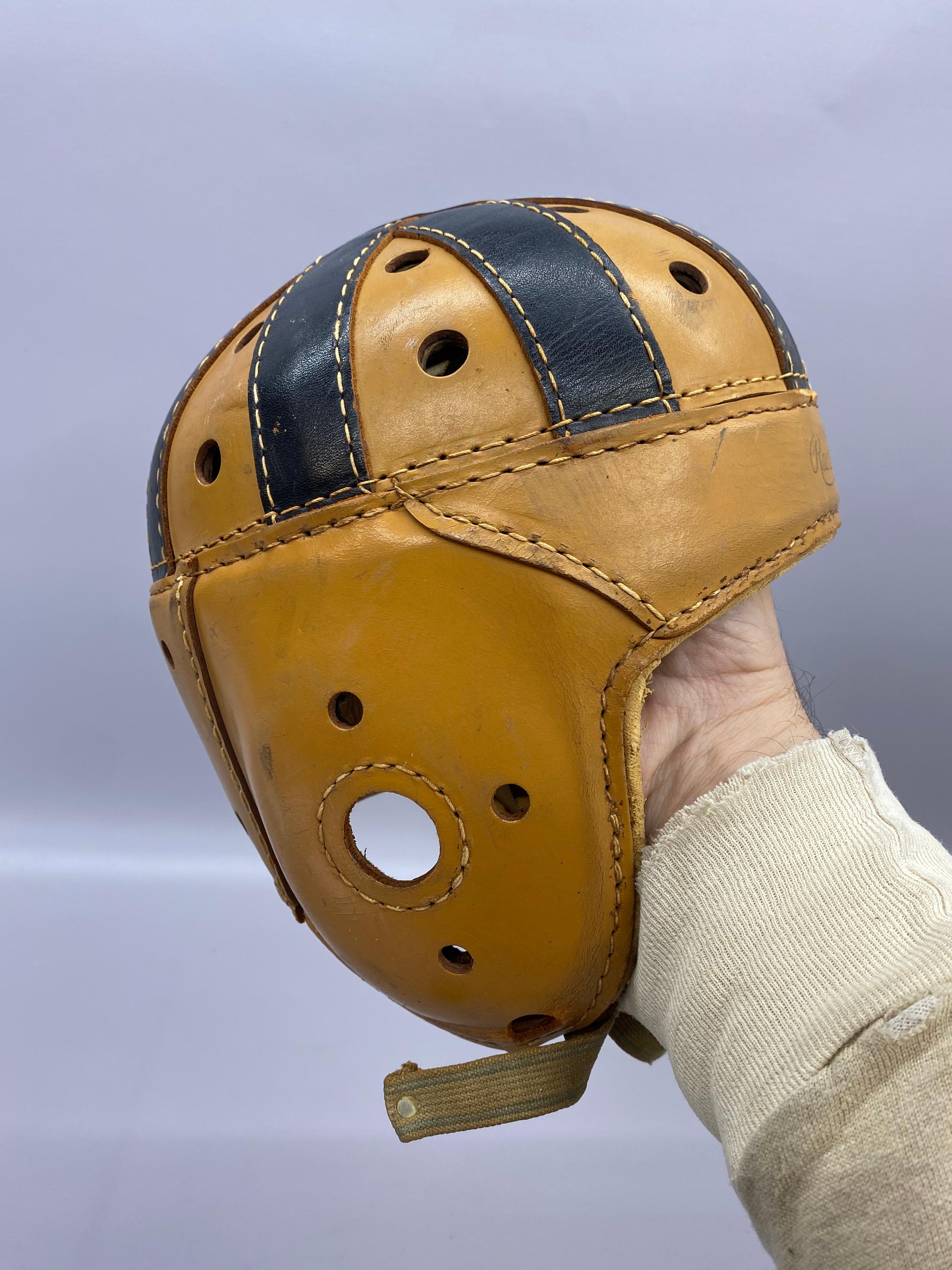 Frühe 1950er Rawlings Leder-Jugend-Football- Helm (Metall)