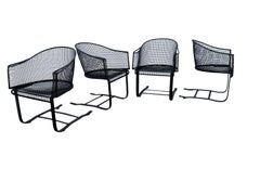Early 1950s Sculptura Woven Mesh Bouncer Chair & Table Set