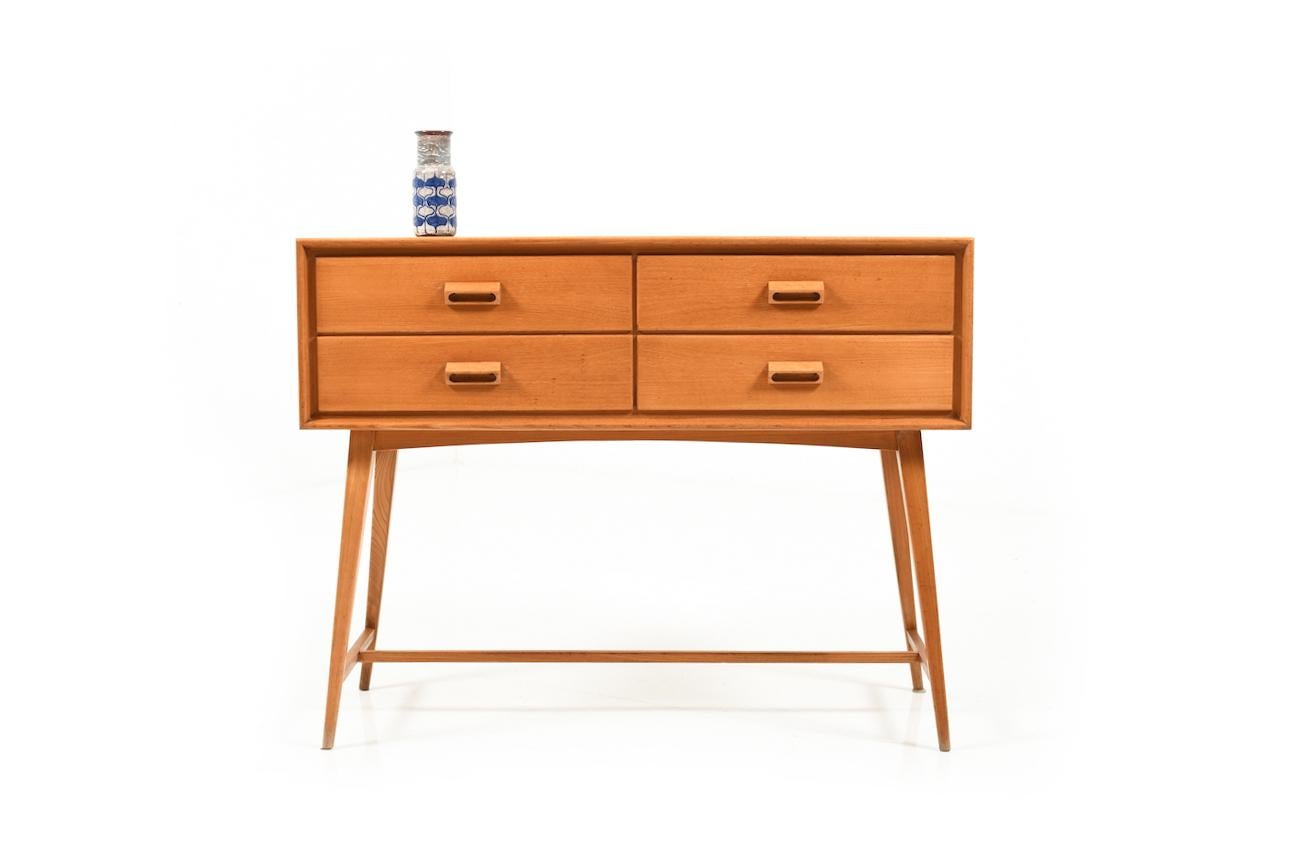 1950s small ash-tree sideboard. In front with four small drawers.
