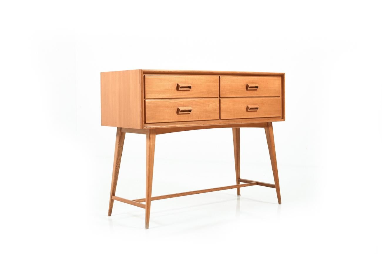 Scandinavian Modern Early 1950s Small Sideboard in Ash-Tree For Sale