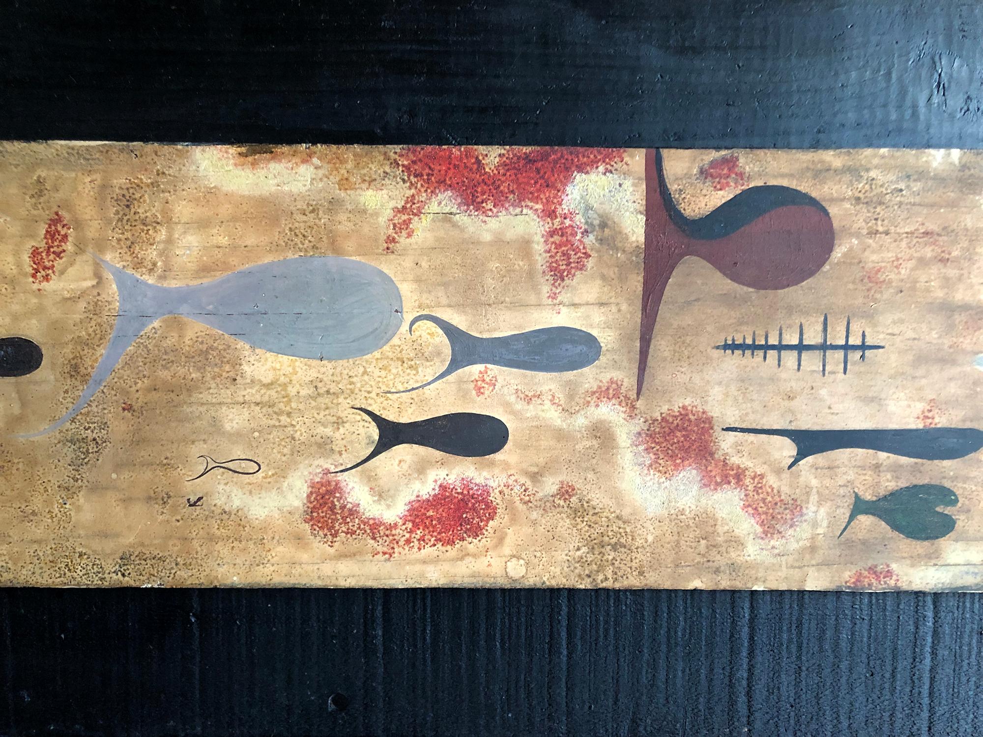 Early 1950s Surrealist Underwater Dream Oil Painting on Board In Good Condition In Palm Springs, CA